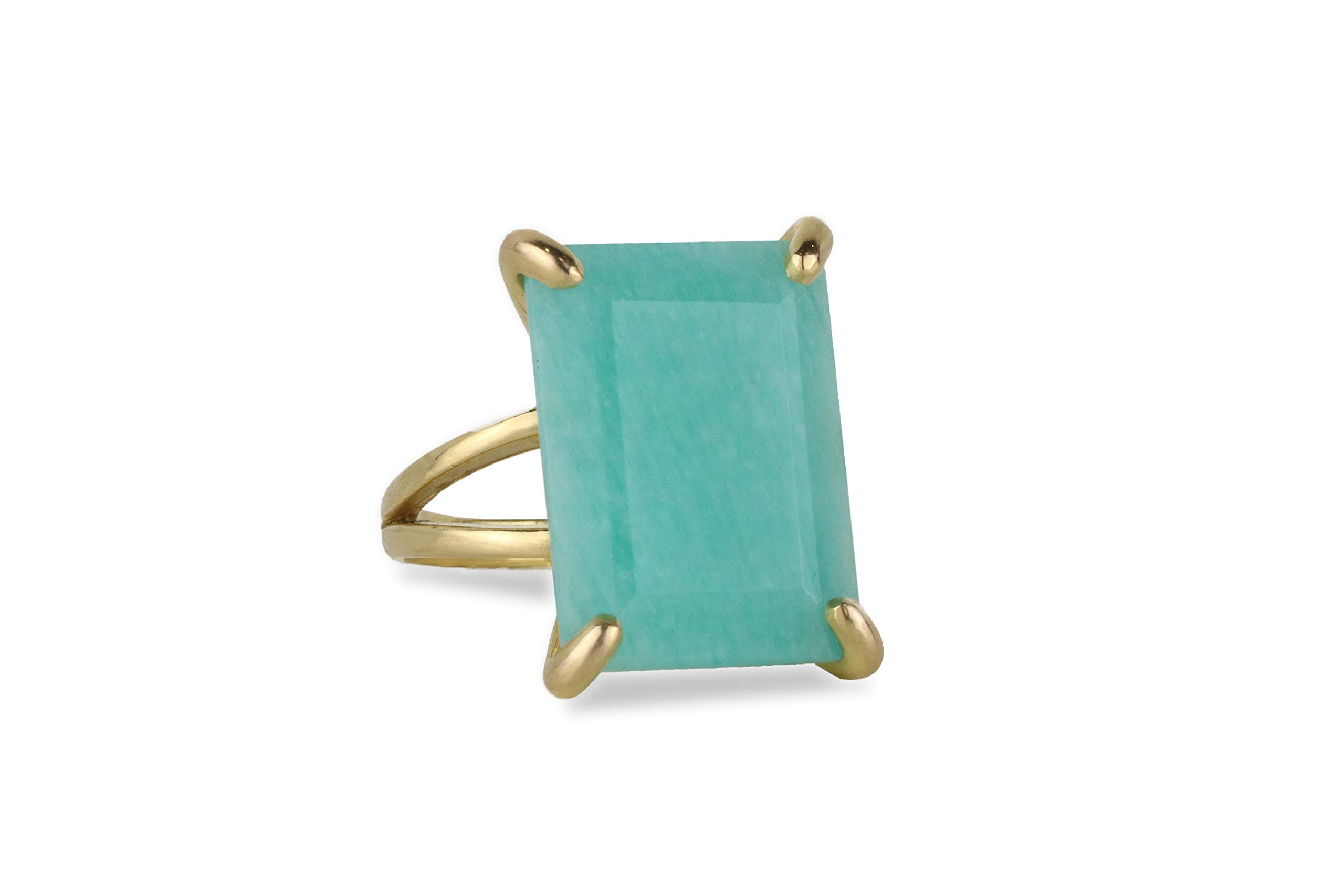 Natural Amazonite Gemstone 14k Gold Ring - Handmade Statement Jewelry for Women - Customizable Size & Finish - Perfect for Weddings, Engagements & Gifts | Elegant Fashion Accessory for Everyday Wear & Special Occasions