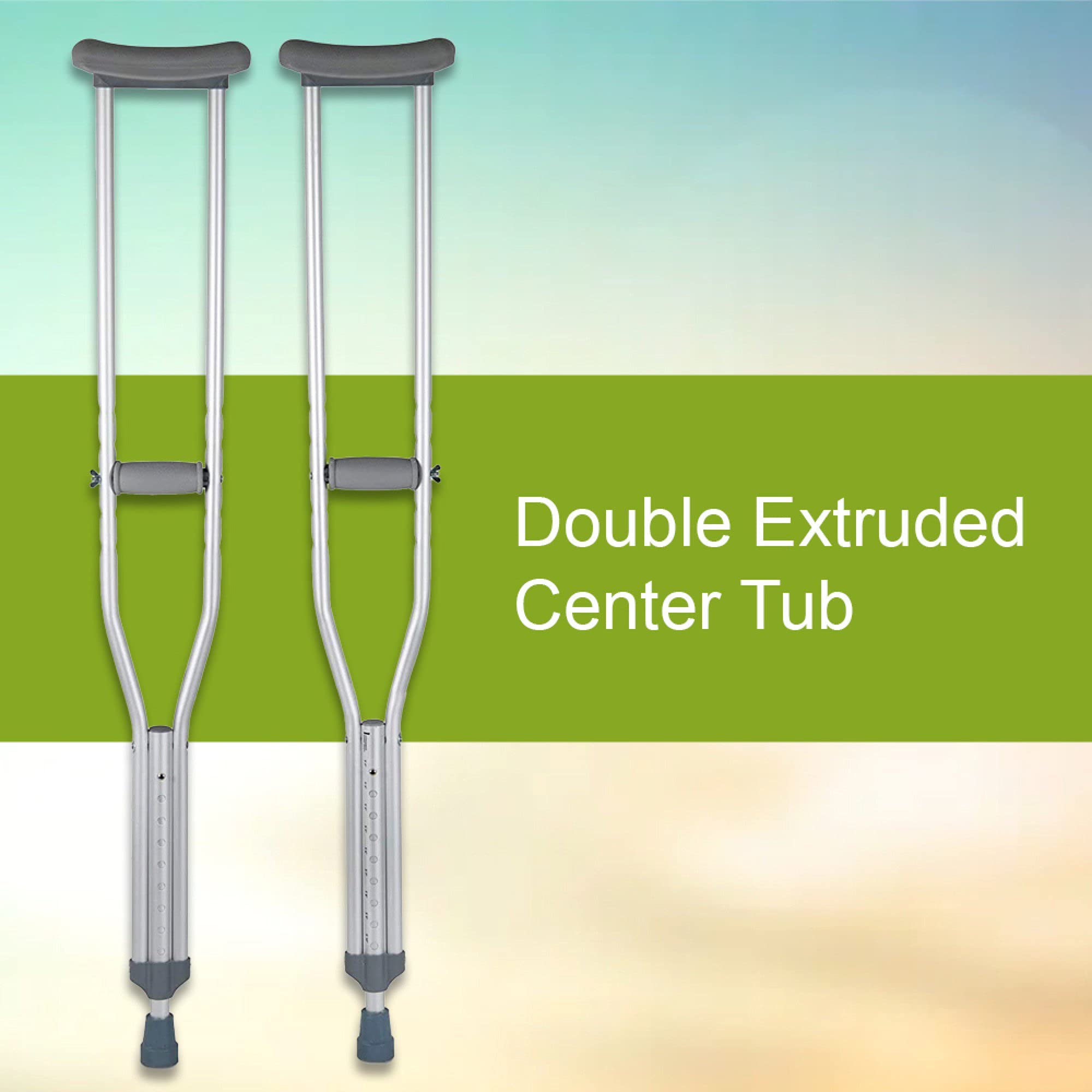 McKesson Aluminum Frame Underarm Crutches for Adults - Adjustable Height, 350 lb Weight Capacity, Push Button Mechanism (Set of 8) - Ideal for Injury Recovery, Mobility Assistance & Post-Surgery Support