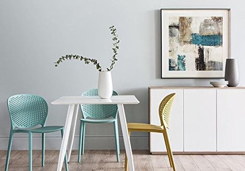 2xhome Set of 4 Modern Stackable Patio Chairs - Indoor/Outdoor Dining Side Chairs for Pool, Kitchen, Living Room & Restaurant - Teal Blue - Perfect for Backyard BBQs, Pool Parties & Outdoor Dining