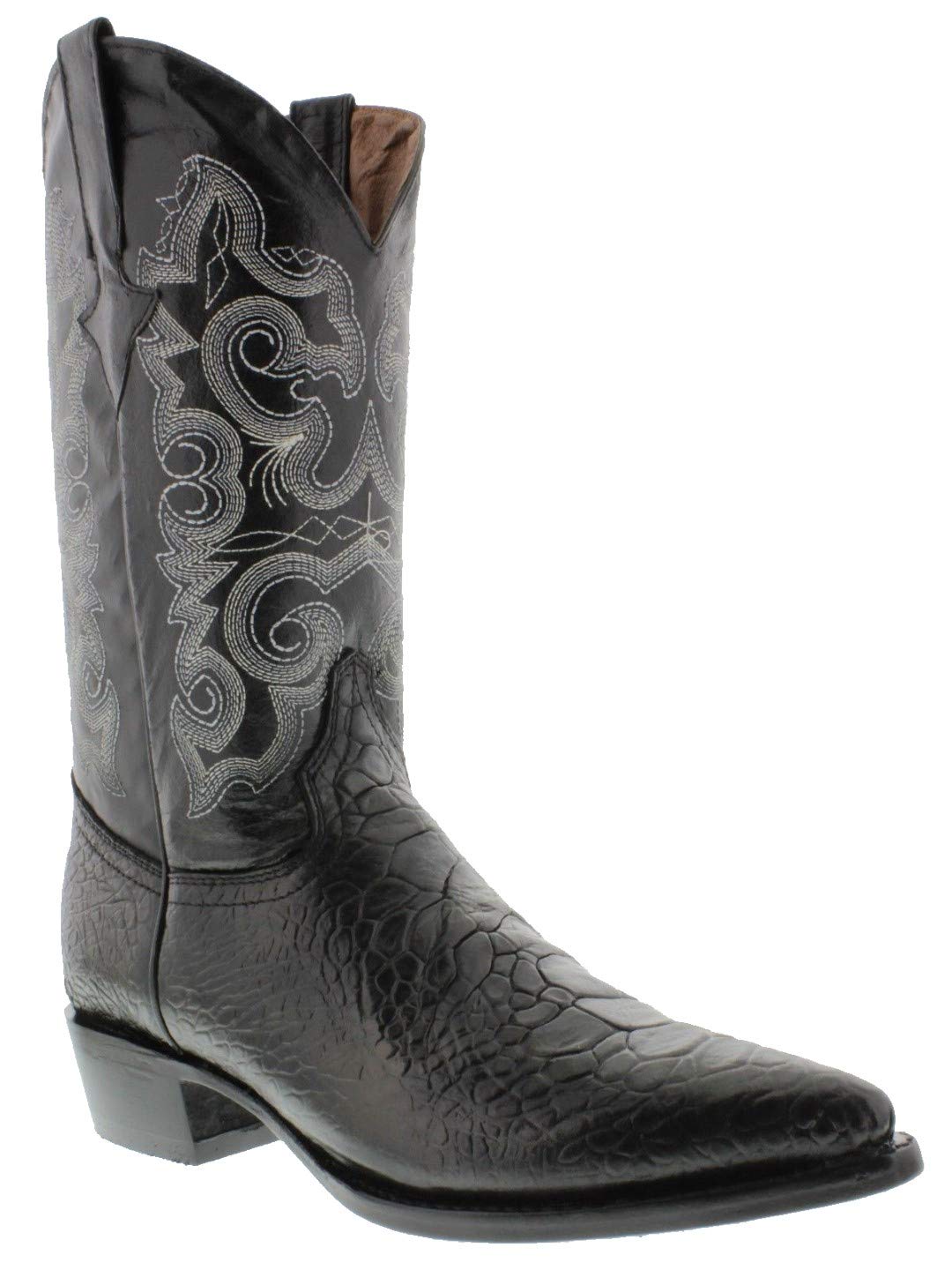 Men's Black Western Leather Cowboy Boots with Turtle Design Print - J Toe for Country Dancing, Rodeo Events & Western Fashion