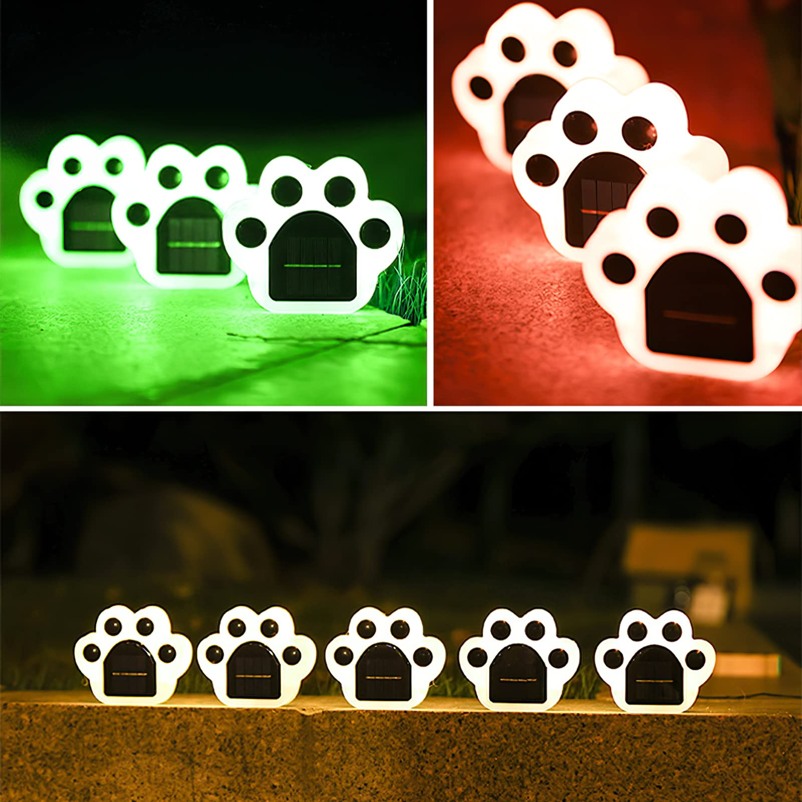 4Pack Solar Paw Lights - Waterproof Color Changing for Garden & Path