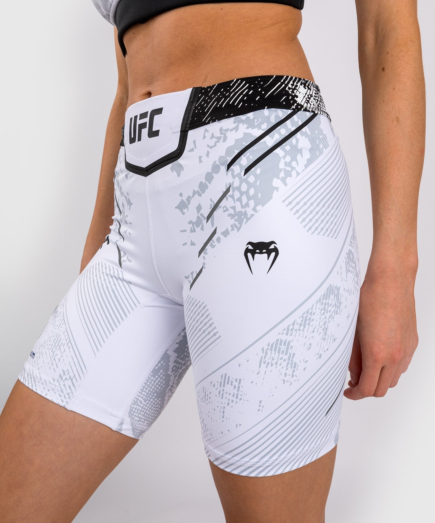 Venum UFC Adrenaline Personalized Authentic Women's Fight Night Vale Tudo Shorts - Long Fit White MMA Training & Competition Gear