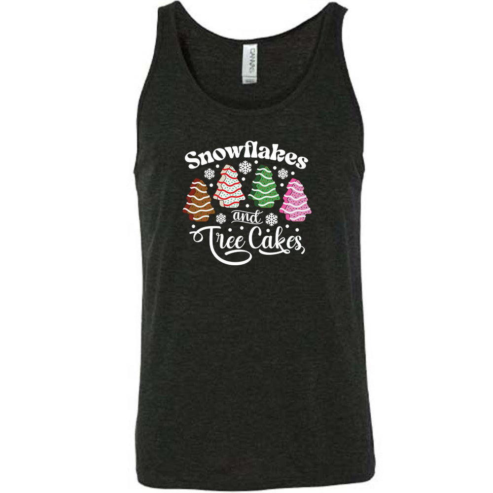 Snowflakes & Tree Cakes Graphic T-Shirt - Unisex Holiday Christmas Sweets Lover Tee - Perfect for Xmas Parties & Winter Festivals