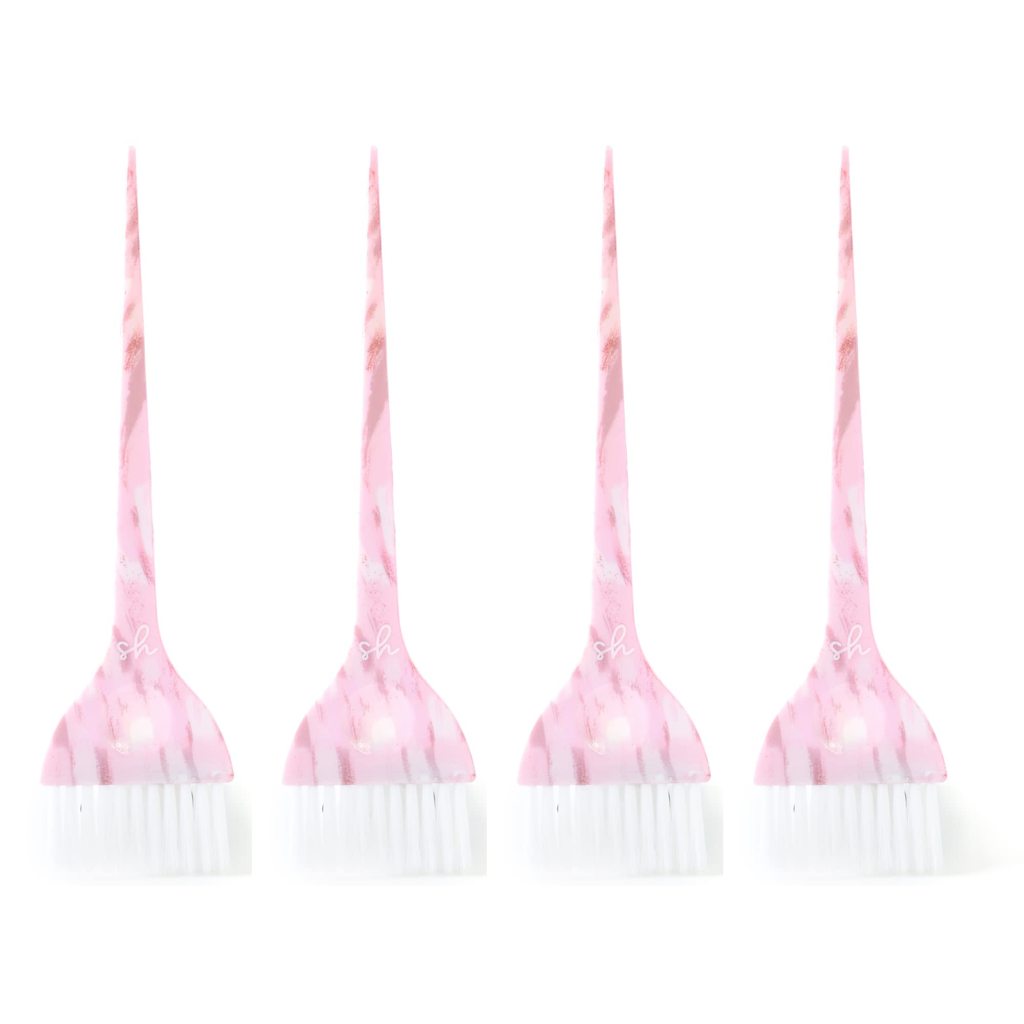 Simply Hair 4-Piece Tint Brush Set for Hair Dye - Salon Professional Root Touch Up Kit with 4 Unique Pattern Brushes (Pink) - Perfect for At-Home Coloring & Salon Styling