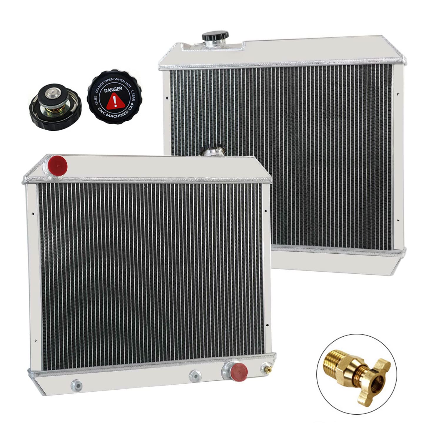 High-Performance 3-Row Full Aluminum Radiator with Fan Shroud & Relay Kit - Compatible with Cutlass F85 64-66, Chevy Truck C/K Series 10/20/30 63-66, GMC 1000/1500/2500 Series 65-66 - Perfect for Engine Cooling & Restoration Projects