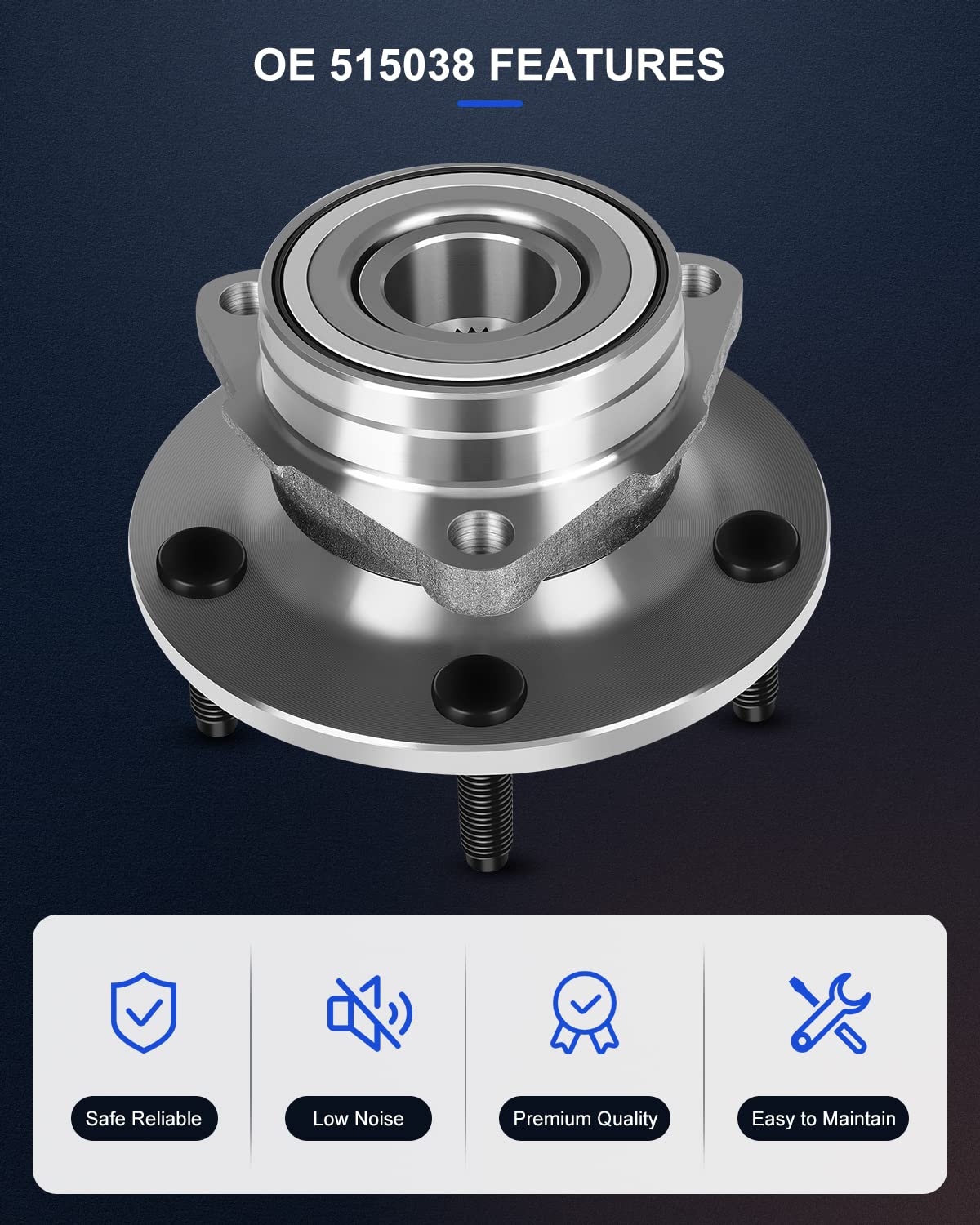 ECCPP Front 5 Lugs Wheel Bearing and Hub Assembly Compatible with 2000-2001 Dodge Ram 1500 2WD/4WD - Replacement for 515038 - Perfect for Off-Roading, Towing & Daily Driving
