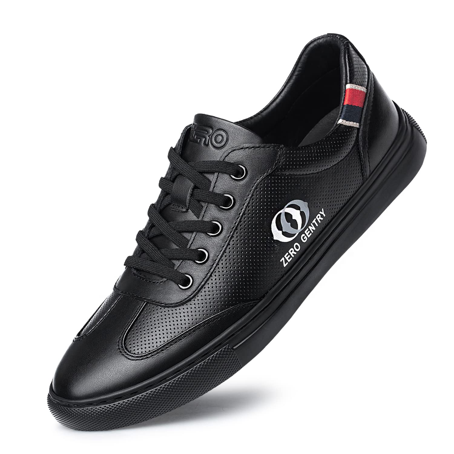 ZRO Men's Fashion Sneakers - Genuine Leather White Casual Shoes with Breathable Punching Design | Trendy Korean Style for Spring 2022 | Perfect for Daily Wear, Office & Street Fashion