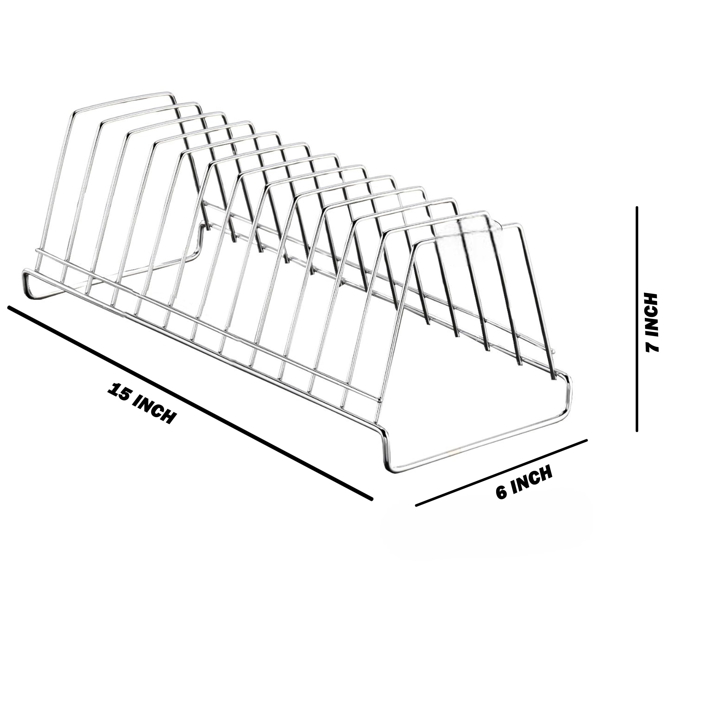 STANDIFY Stainless Steel Plate Stand - Dish Rack, Lid Holder & Kitchen Organizer for Countertop - Heavy Duty Large Kitchen Storage for Plates, Cutting Boards & Pans - Perfect for Restaurants, Home Kitchens & Small Spaces