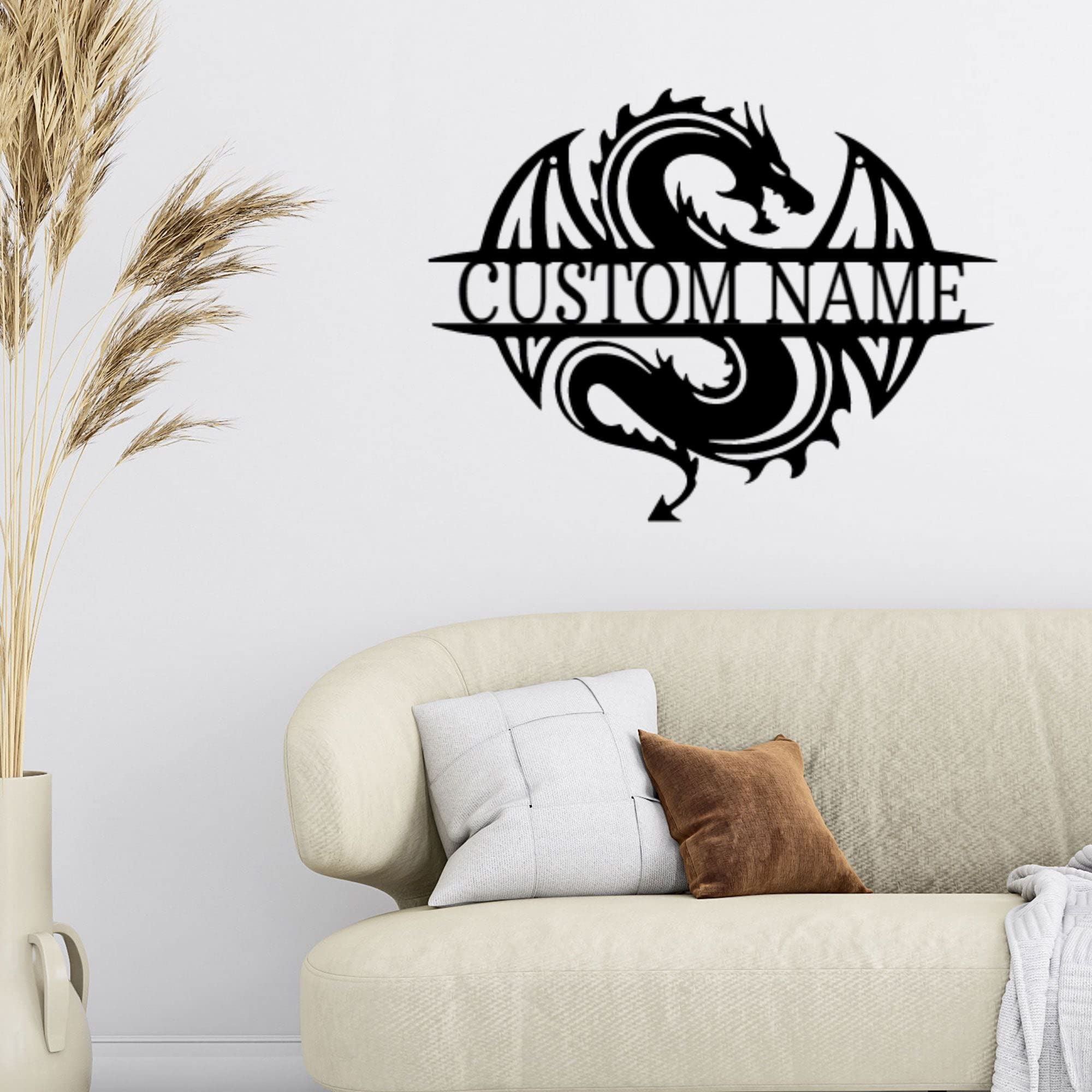 Personalized Celtic Dragon Monogram Steel Wall Sign - Custom Name Metal Art for Indoor & Outdoor Decor - Perfect for Home, Garden, and Pub Decorations