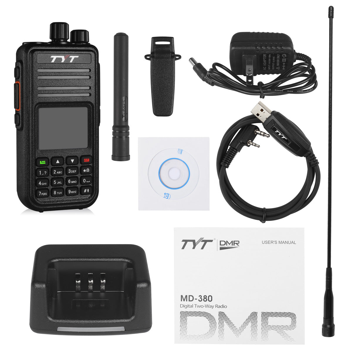 TYT MD-380 VHF DMR Digital Two-Way Radio with Programming Cable - Ideal for Amateur Radio, Business Communication & Emergency Preparedness
