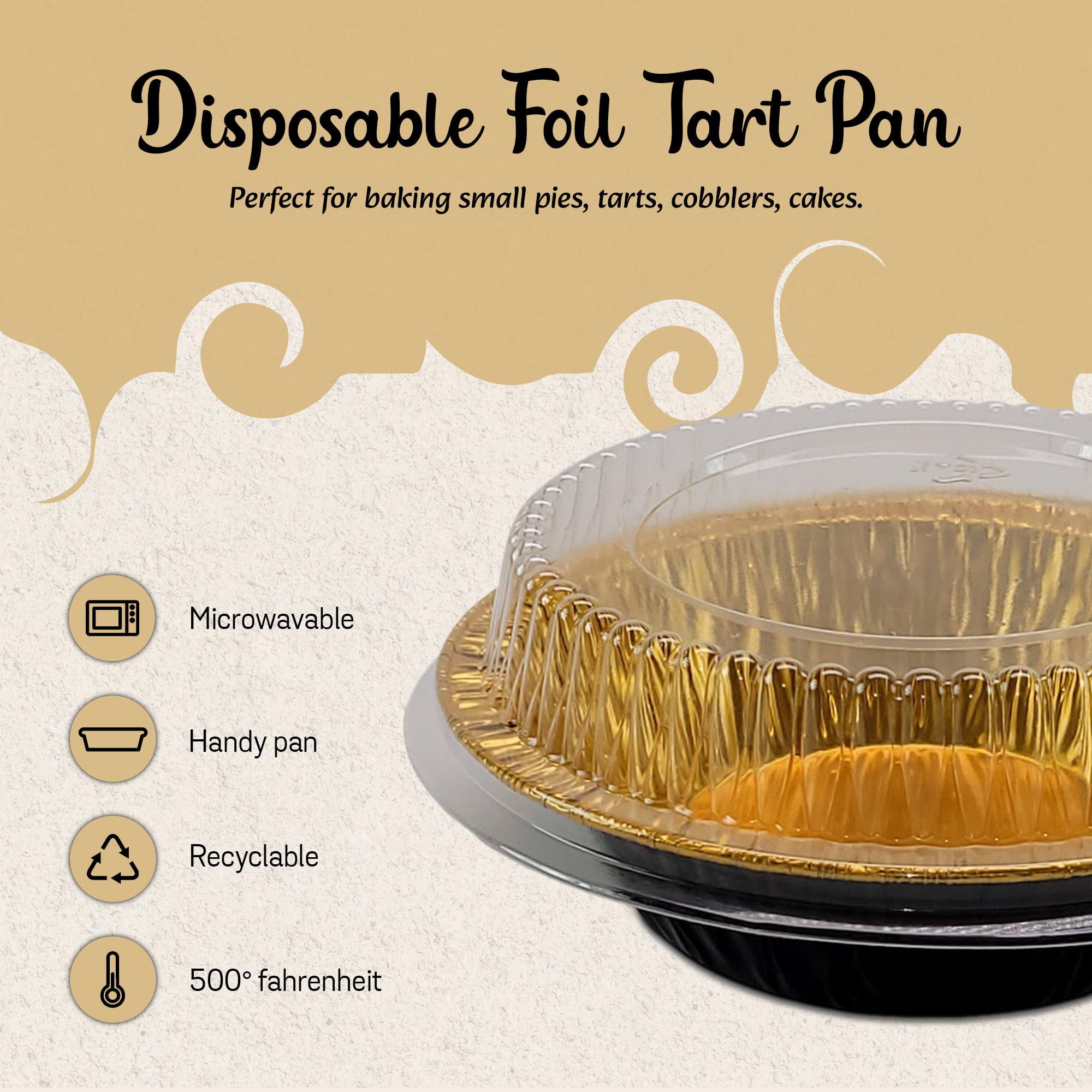 KitchenDance 5 Inch Mini Pie Tins with Lids - Premium Aluminum Baking Pans for Pies, Tarts, Cobblers & Cakes - Reusable & Dishwasher Safe - Perfect for Home Bakers, Holiday Desserts & Party Treats (500, B & G)