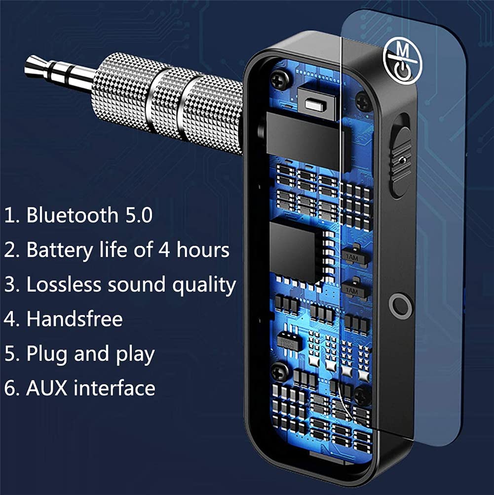 TFUFR Bluetooth 5.0 Audio Adapter - Wireless 3.5mm AUX Car Bluetooth Transmitter & Receiver for Home, Car, PC - Compatible with Headphones, Speakers, Music Streaming | Hands-Free Calling & Audio Upgrade Solution