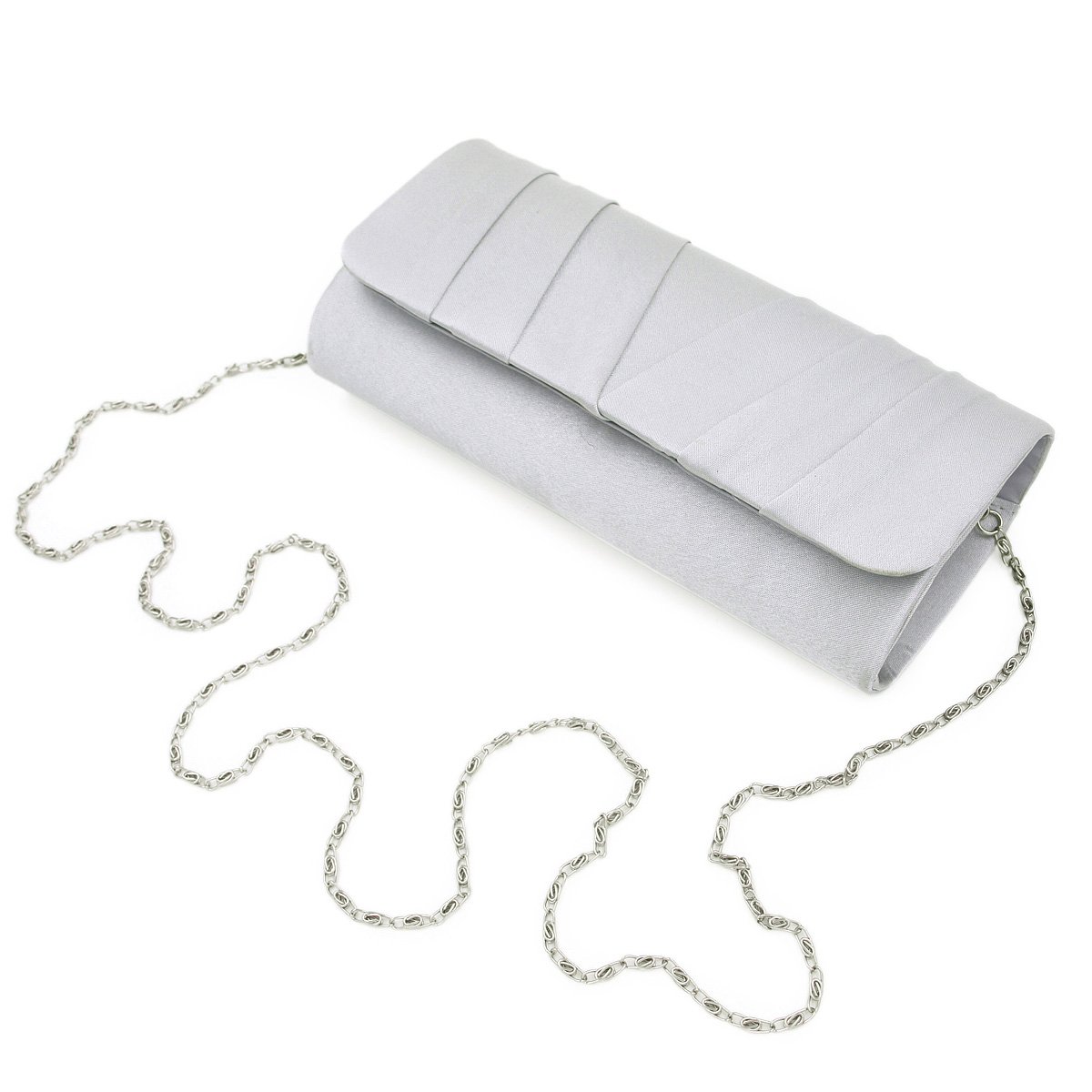 Elegant Classic Solid Satin Pleated Flap Clutch Evening Bag for Women - Perfect for Weddings, Parties, and Formal Events