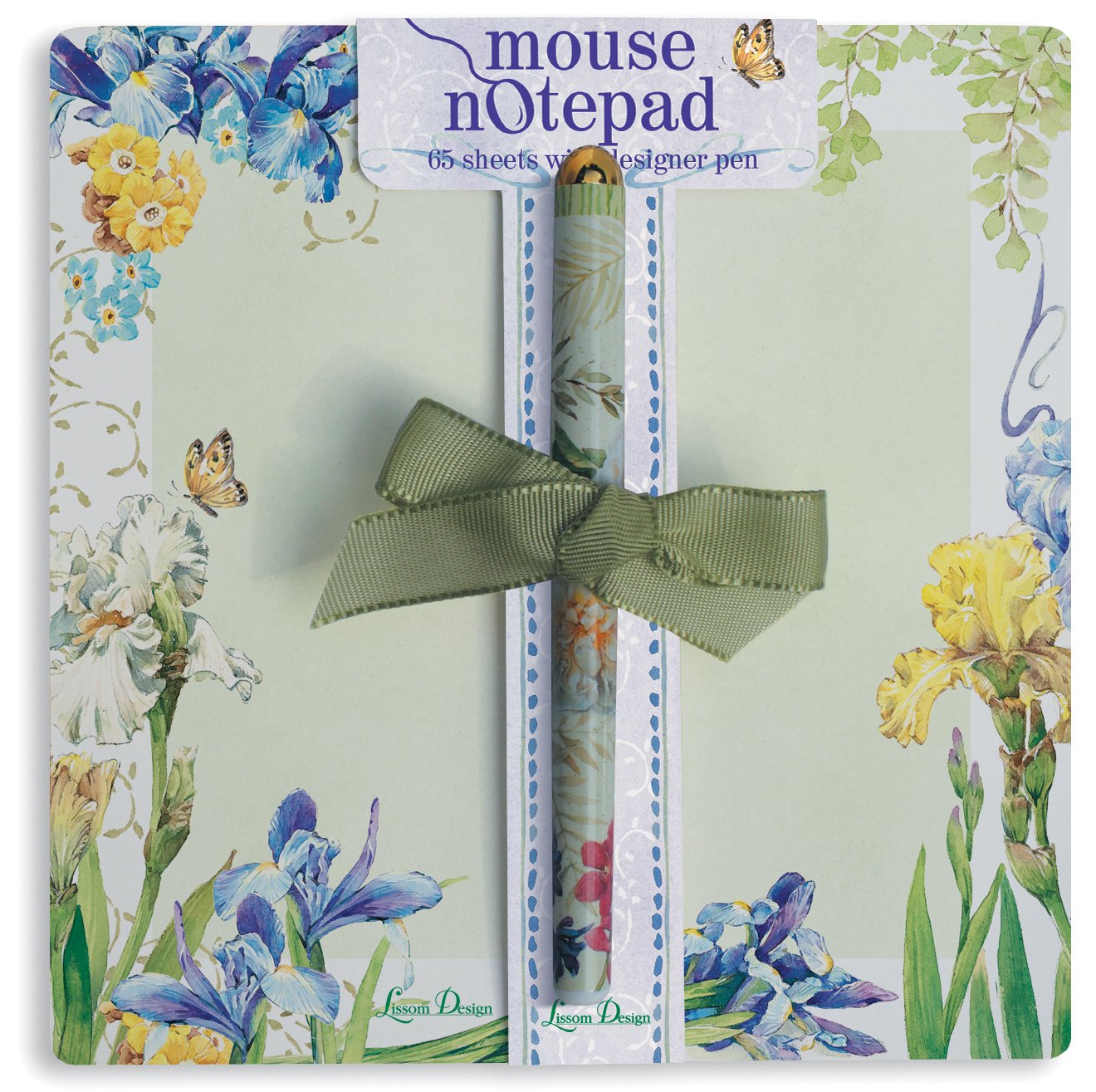 Lissom Design Mouse Notepad with Fresh Cut Iris Floral Pattern - Premium Office & School Supplies for Note Taking, Journaling, and Gift Giving
