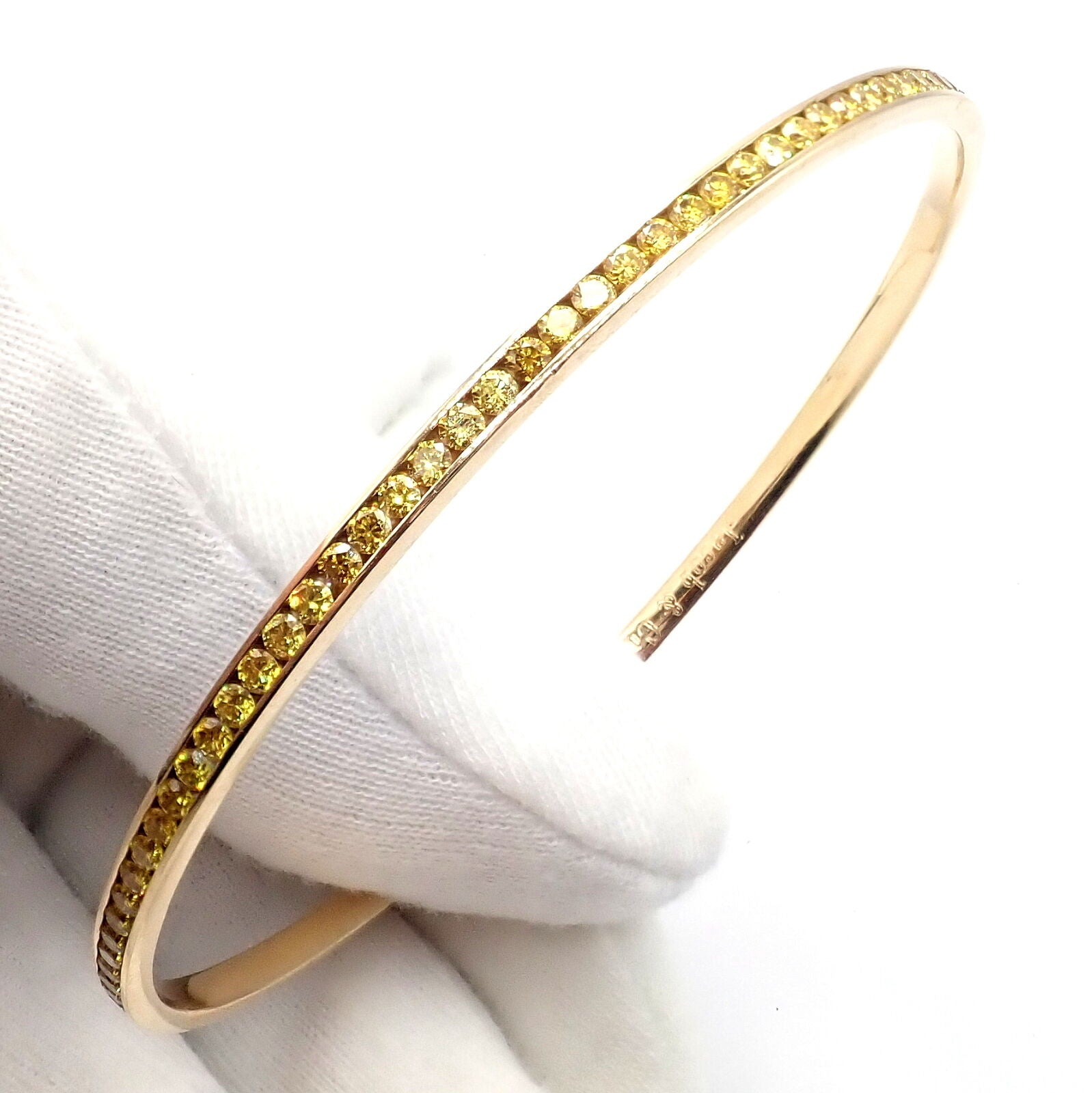 Authentic Jacob & Co 18k Yellow Gold Diamond Bangle Bracelet - 3.5ctw Luxury Jewelry for Women, Perfect for Gifts, Parties & Special Occasions