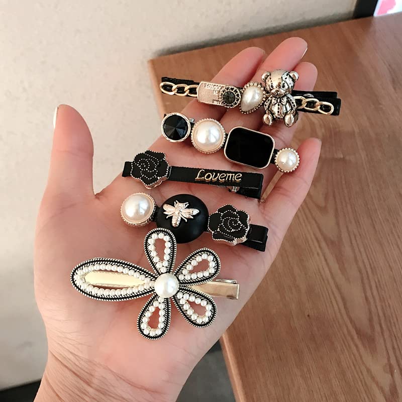 Elegant Yellow Pearl Hair Clips for Women & Girls - 5-Piece Alligator Clips Hair Accessories Set for Black Hair, Perfect for Parties, Weddings & Daily Styling - Ideal Gift for Women & Girls