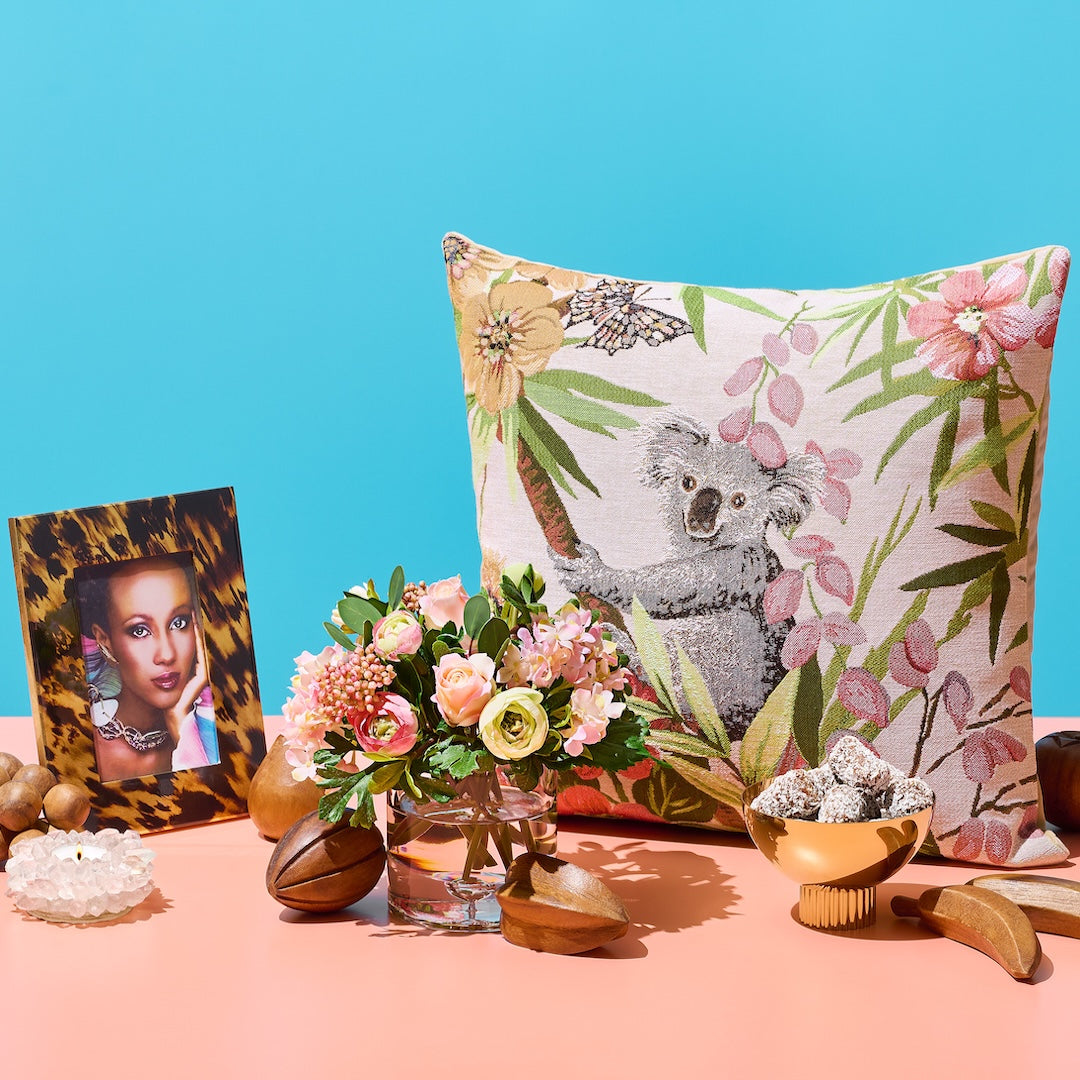 Koala Floral Pillow - Soft Decorative Throw Cushion for Bed, Sofa & Nursery | Cute Animal Print Home Decor Gift