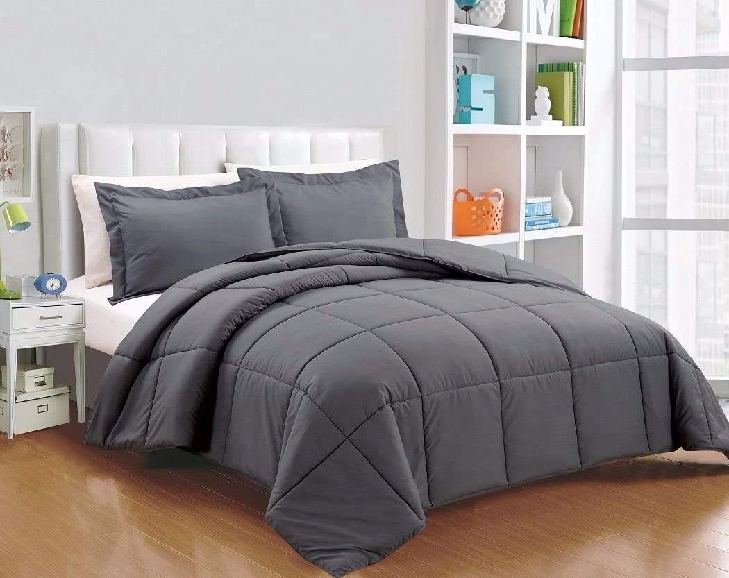 Premium 100% Egyptian Cotton 8-Piece Comforter Set - 600 Thread Count Luxury Bedding (3-Piece Comforter + 4-Piece Sheet Set + Bed Skirt) - California King Size, Elegant Gray - Perfect for Master Bedrooms & Guest Rooms
