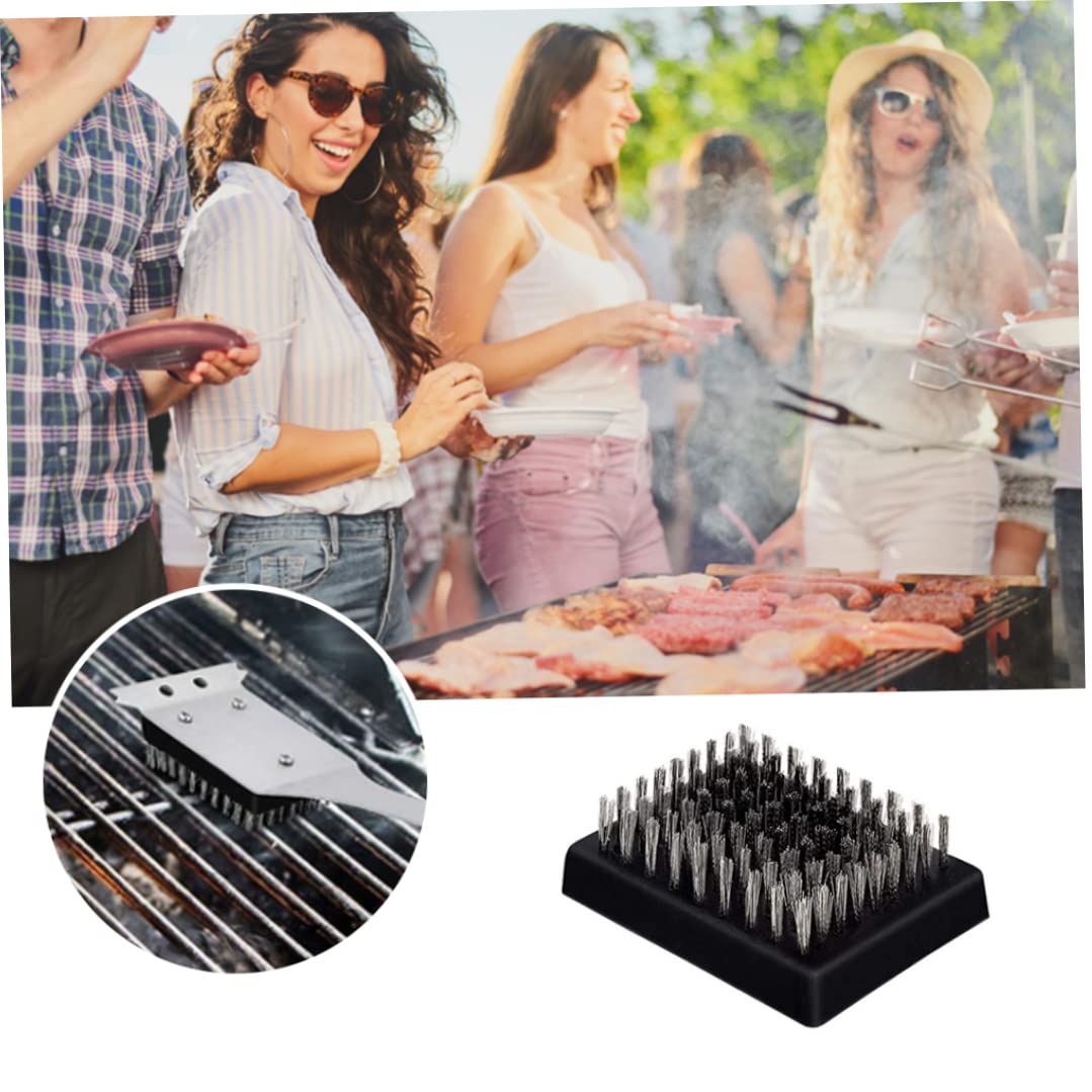 Sanfiyya 4-Piece BBQ Grill Brush Replacement Heads - Heavy Duty Stainless Steel Bristle Cleaning Heads for Charcoal, Gas, and Electric Grills - Perfect for Backyard Cookouts, Camping, and Outdoor BBQs