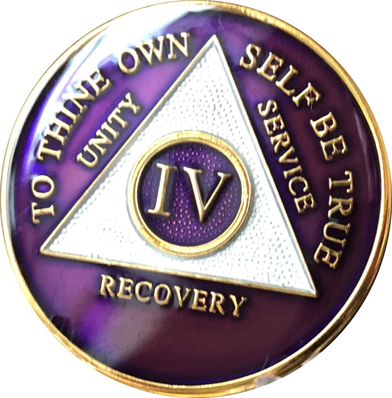 4 Year AA Medallion - Metallic Purple Tri-Plate Gold Plated Chip for Collectors, Gifts & Jewelry Making | Commemorative Keepsake for Special Occasions