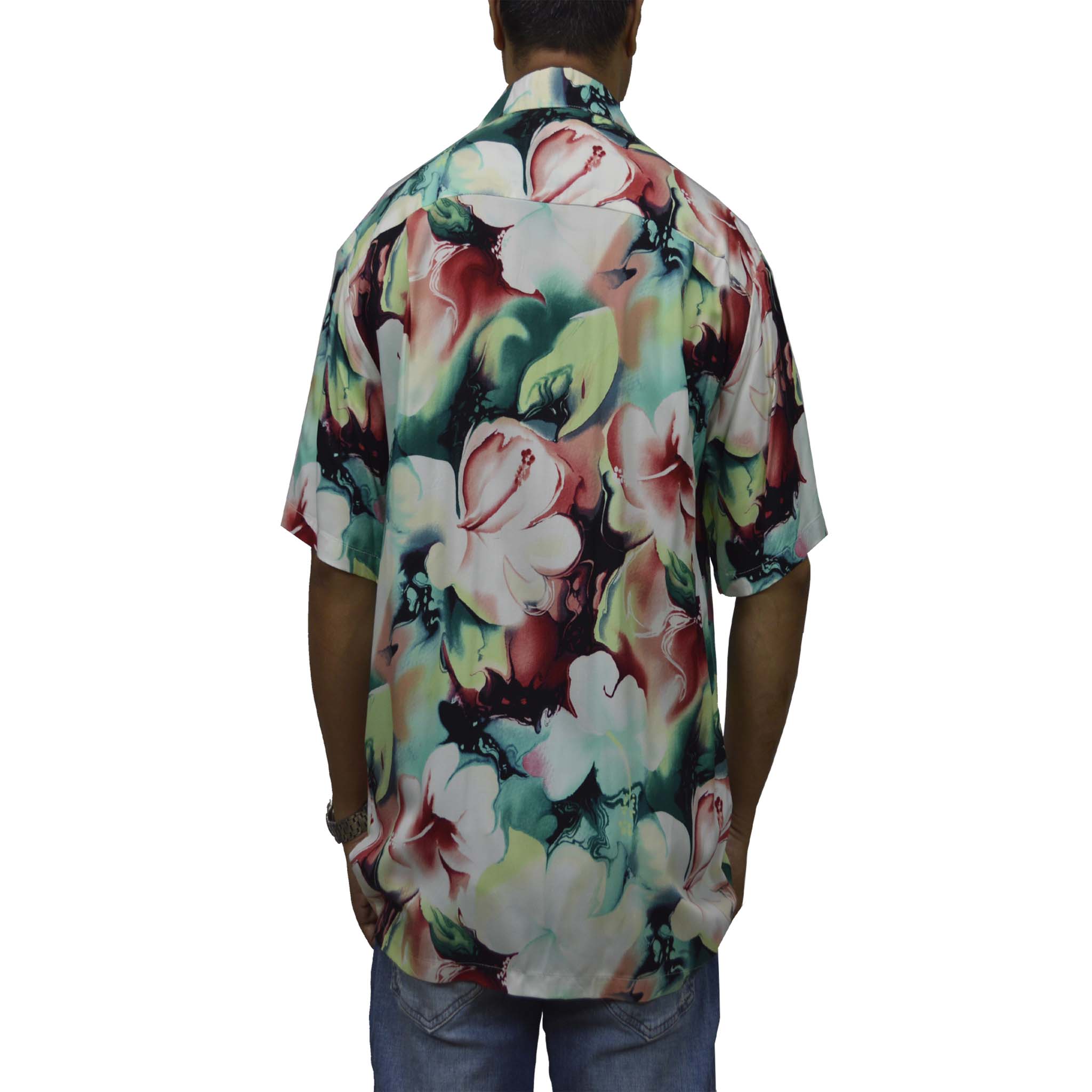 Hawaiian Rayon Aloha Shirt with Honolulu Hibiscus Art in Red - Perfect for Beach Vacations, Luau Parties & Summer Outfits