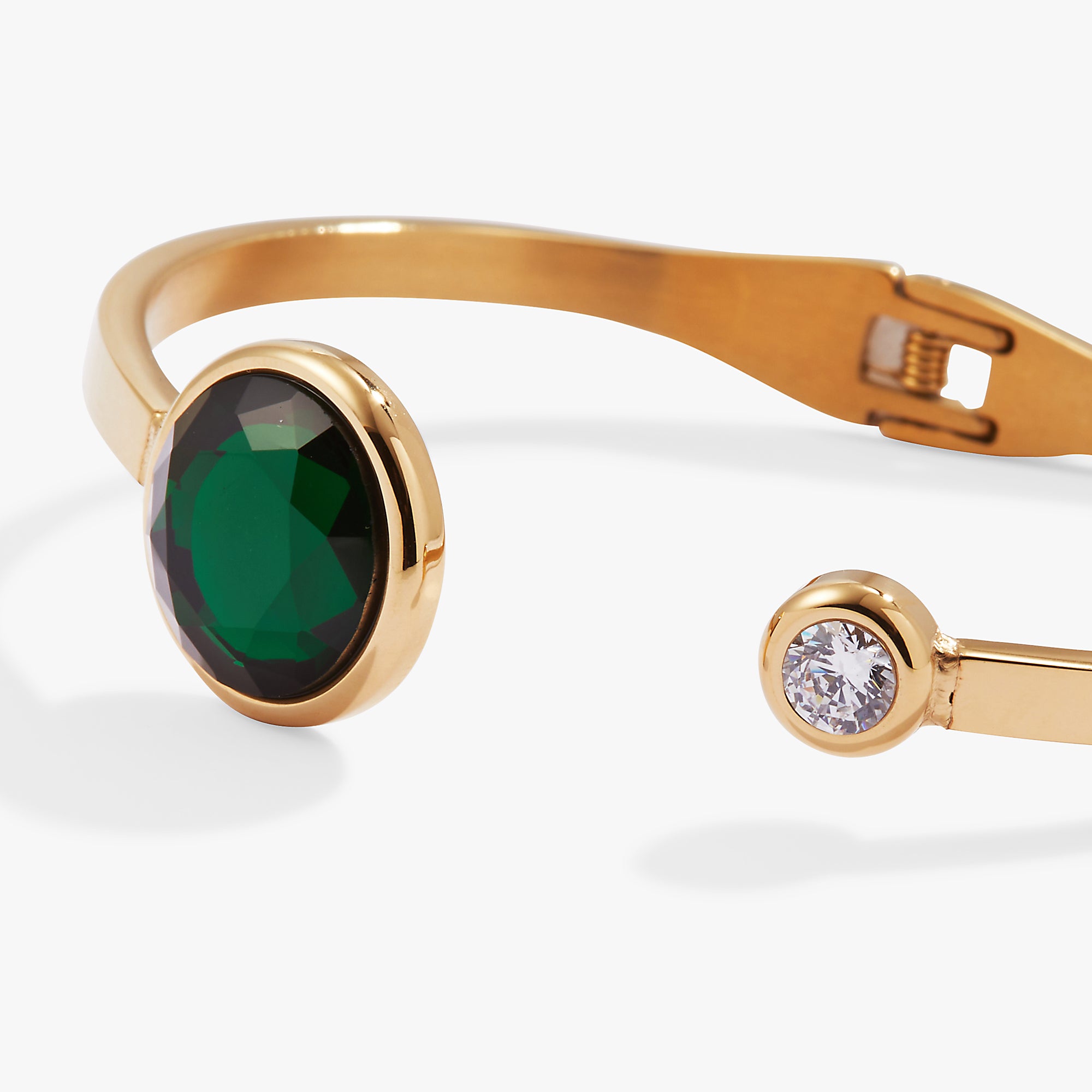 Emerald Crystal Hinge Cuff Bracelet - Elegant Adjustable Jewelry for Women, Perfect for Weddings, Parties & Special Occasions