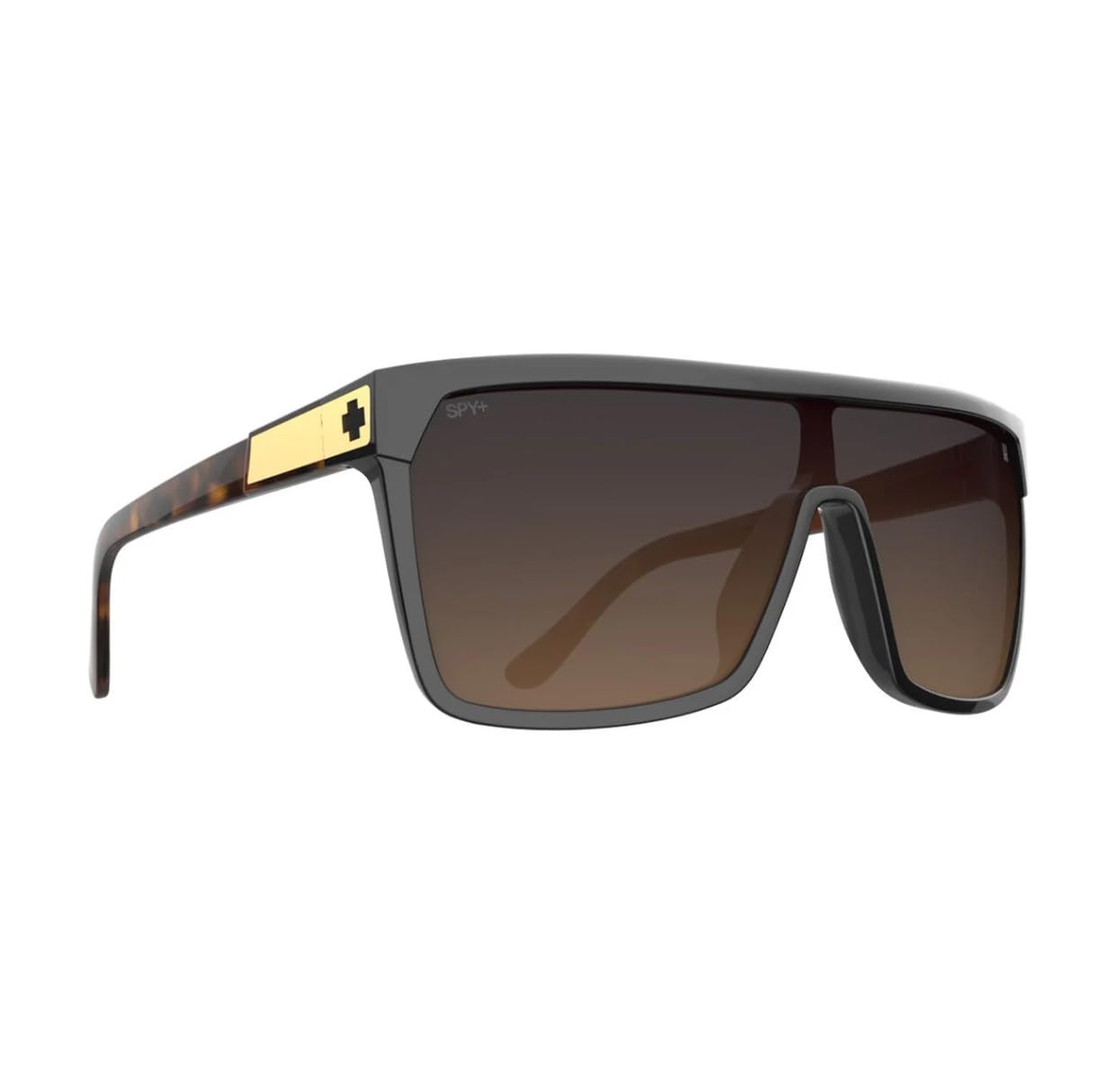 Spy Flynn Sunglasses - Black/Honey Tortoise Frame with Happy Dark Brown Gradient Lens - Perfect for Outdoor Sports, Driving & Fashion Accessories