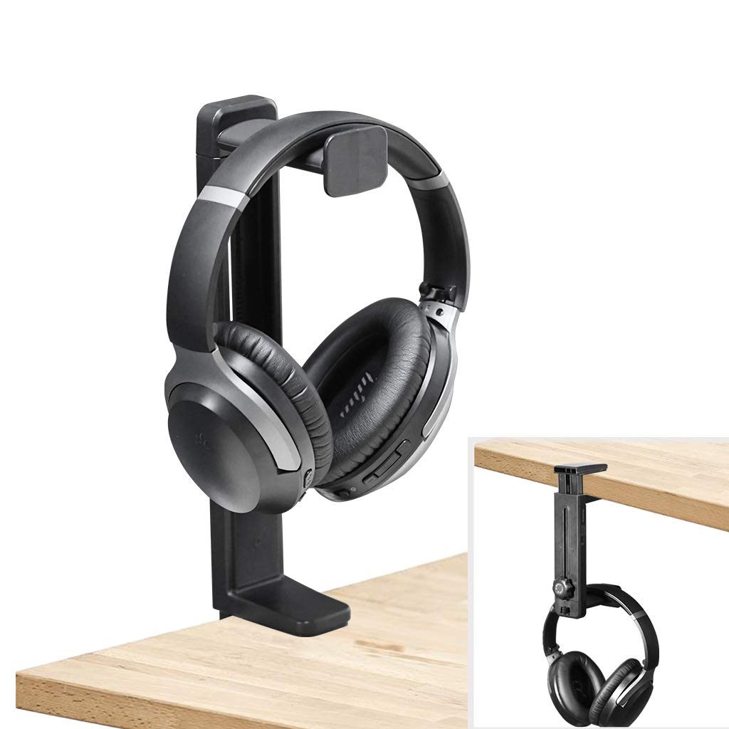 NEETTO HS906 Adjustable Headphone Stand & Hanger - 2-in-1 Gaming Headset Holder with Rotating Clamp & Cable Management - Perfect for Desk Setup, Home Office, and Gaming Stations