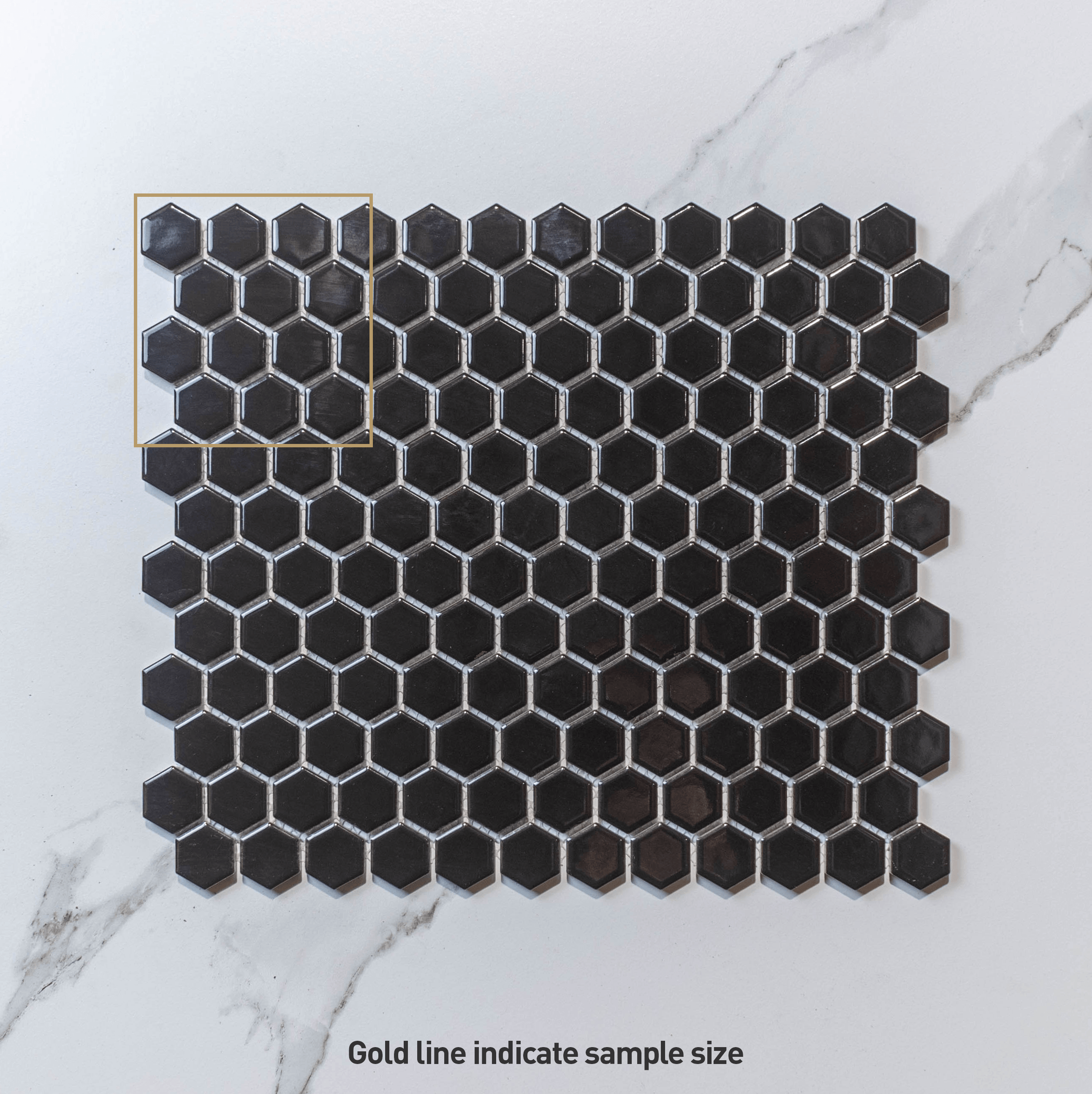 Premium Hive S Black 23x26 Glossy Hexagon Mosaic Tile (Per Sheet) - Modern Kitchen Backsplash & Bathroom Wall Decor