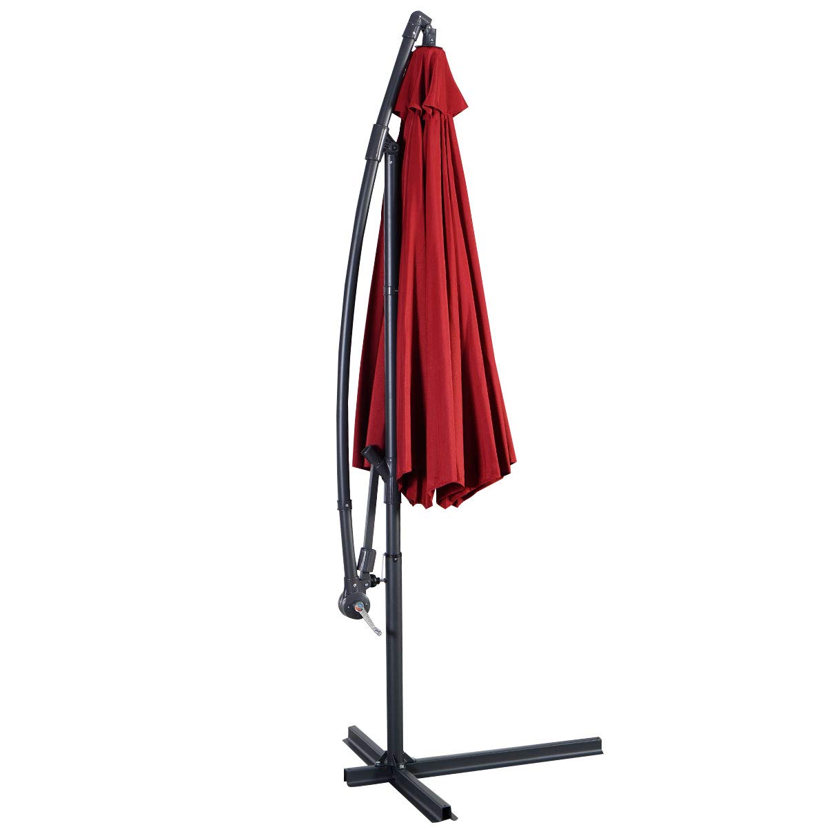 HAPPYGRILL 10ft Outdoor Patio Umbrella with Crank - Sun Shade Offset Market Umbrella for Deck, Poolside, Garden & Backyard