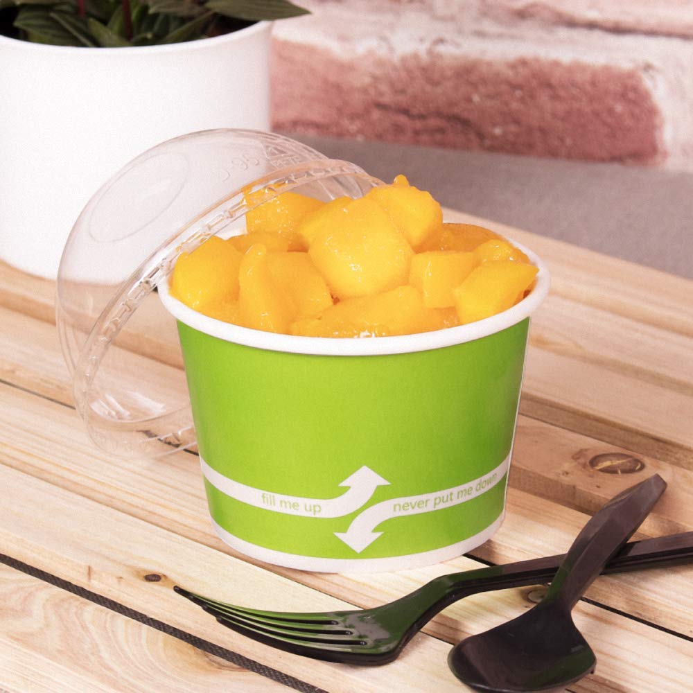 8oz (1000 ct) Eco-Friendly Paper Ice Cream Cups & Soup Bowls - Hot/Cold Food Containers for Ice Cream, Gelato, Yogurt, Soup & Snacks - Perfect for Parties, Catering & Restaurants - Green