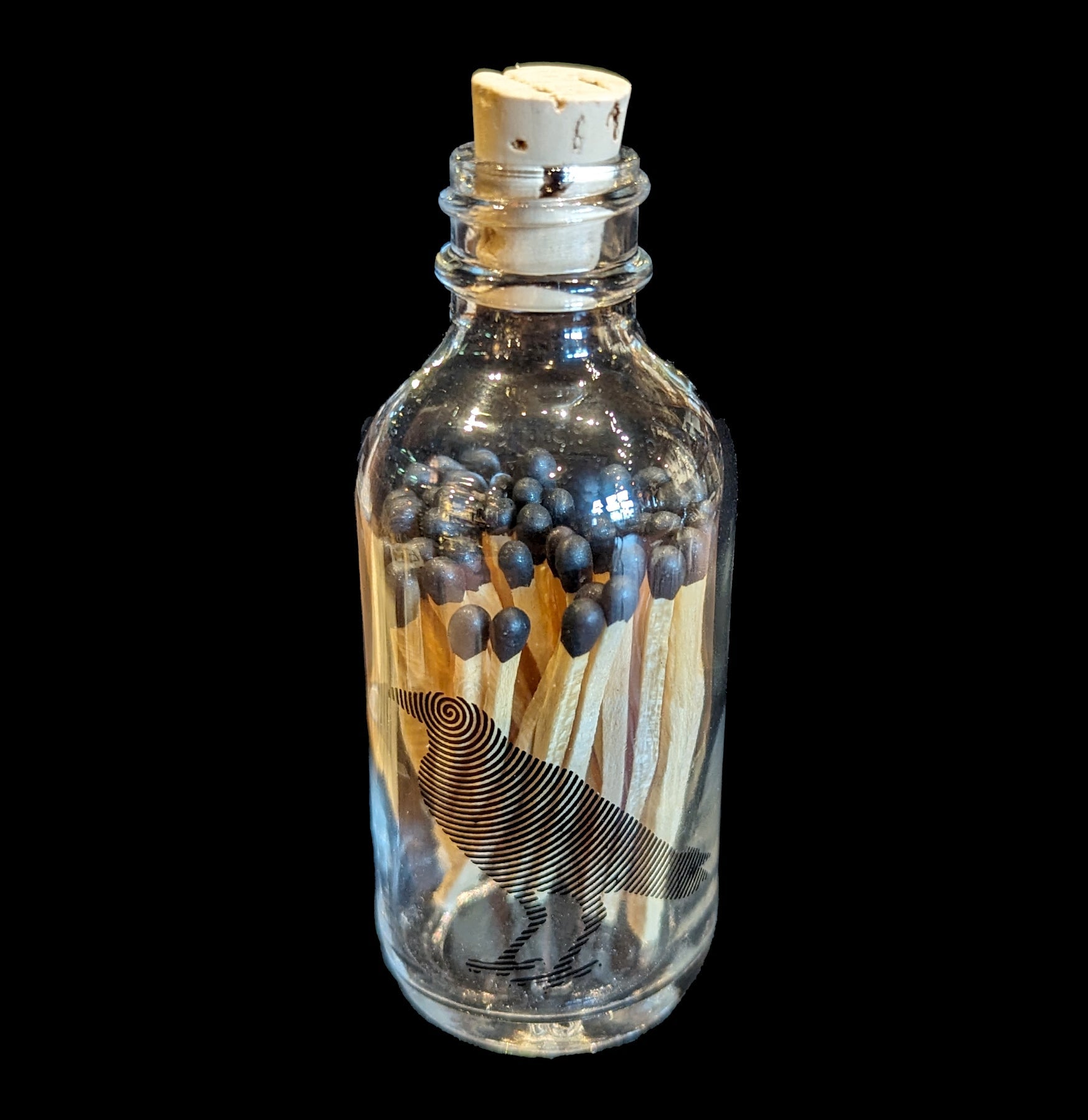 Apothecary Raven Mini Match Bottle - Small Glass Bottle with Cork Stopper for Spices, Essential Oils & DIY Crafts | Perfect for Home Decor, Witchcraft Supplies & Travel Containers