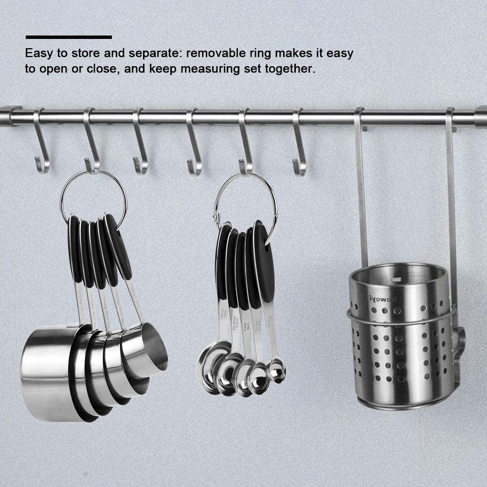Premium Stainless Steel Measuring Cups and Spoons Set - 18-Piece Kitchen Essentials for Baking & Cooking - Includes Dry & Liquid Measuring Cups, Measuring Spoons (1/4 tsp to 1 cup) - Perfect for Home Bakers, Chefs & Meal Prep