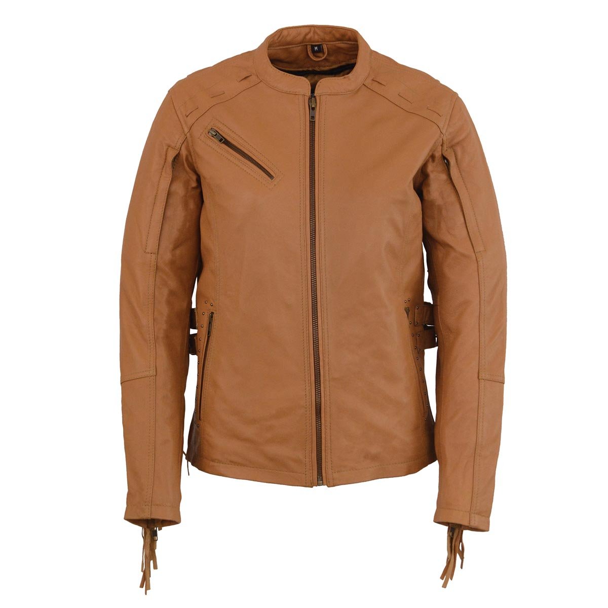 Milwaukee Leather Women's Lightweight Saddle Leather Racer Jacket with Fringe Detailing - X-Small | Motorcycle Riding Jacket for Women | Perfect for Bikers, Casual Wear & Outdoor Adventures