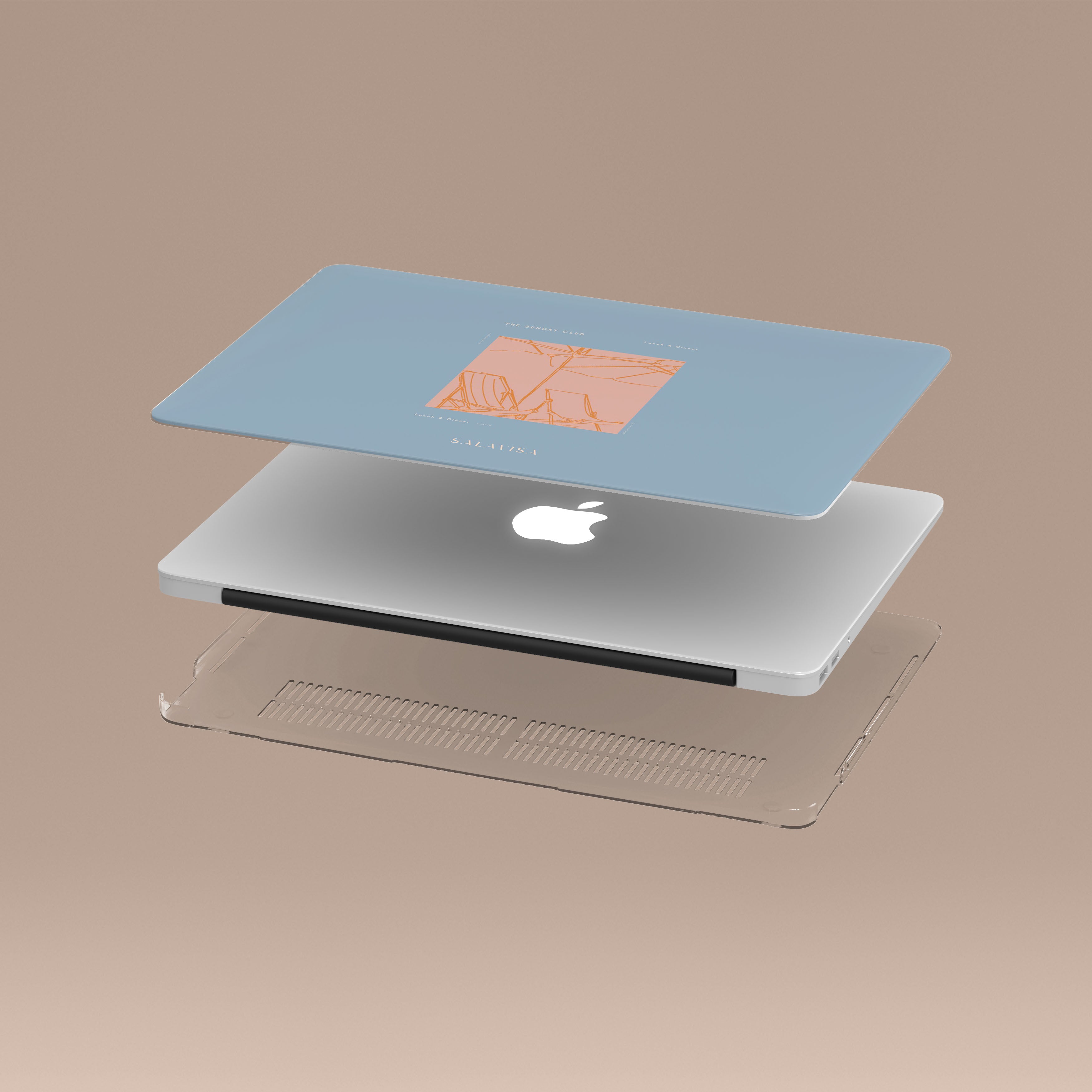 Stylish Blue Sunday Club MacBook Case - Durable Protective Cover for MacBook Air/Pro - Perfect for Work, Travel & Everyday Use