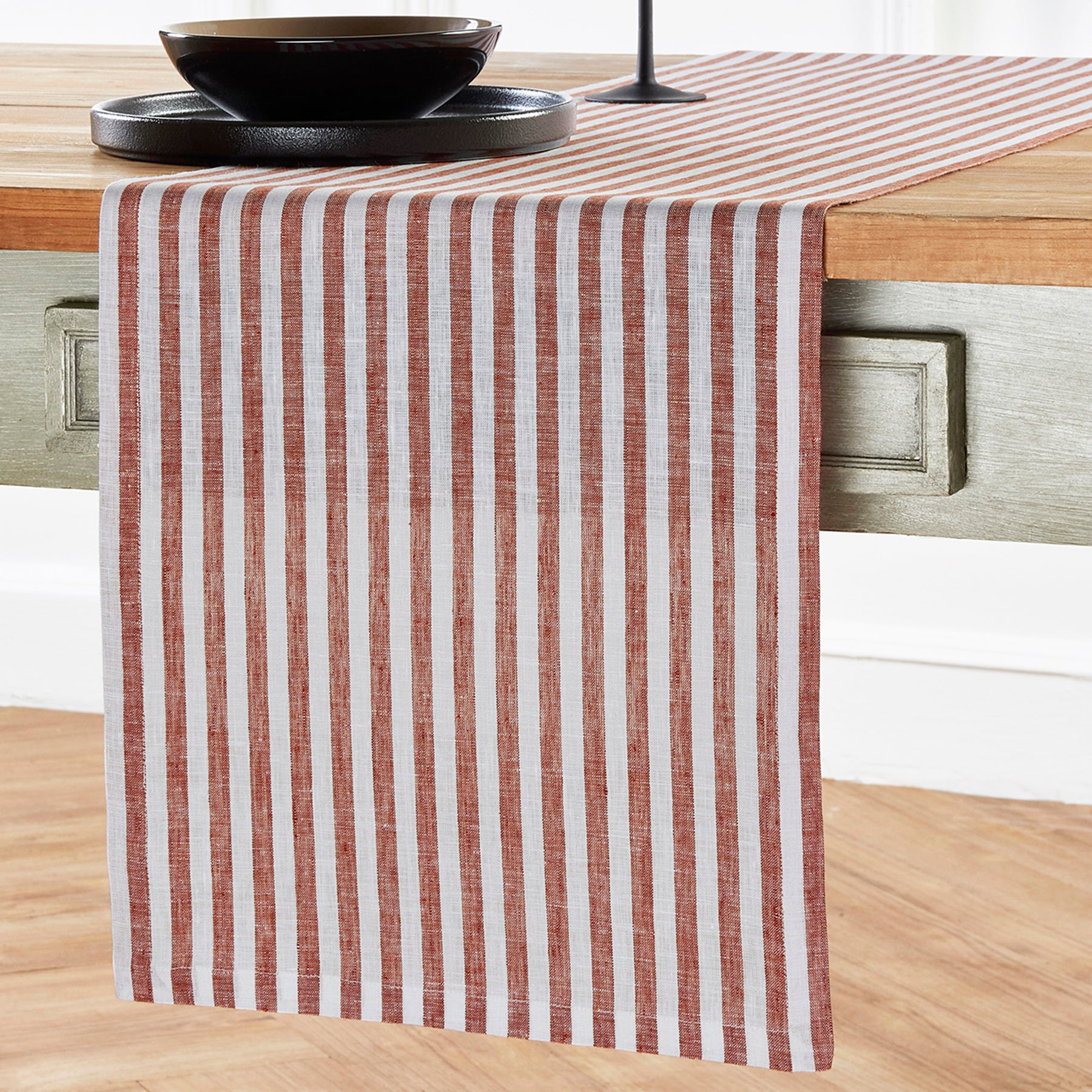 Amalfi Stripe Table Runner - Elegant Cotton Table Decor for Dining Room, Kitchen & Wedding - Perfect for Holiday Dinner Parties & Home Decor