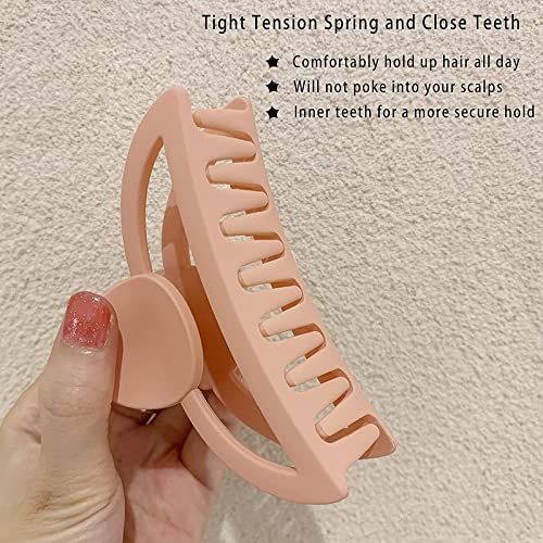 CHRRONEX 4PCS Matte Non-Slip Hair Claw Clips for Women - 3.5 Inch Semicircle Hair Clutchers for Thin to Medium Hair - Perfect for Workouts, Office, and Everyday Styling