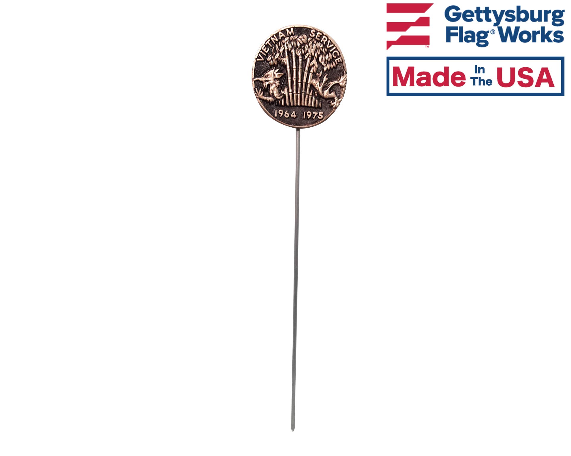 Vietnam War Veteran Bronze Grave Marker with Bamboo Texture - USA Made Cemetery Memorial Flag Holder for Fallen Heroes - Perfect for Military Cemeteries, Memorial Gardens & Veterans' Gravesites