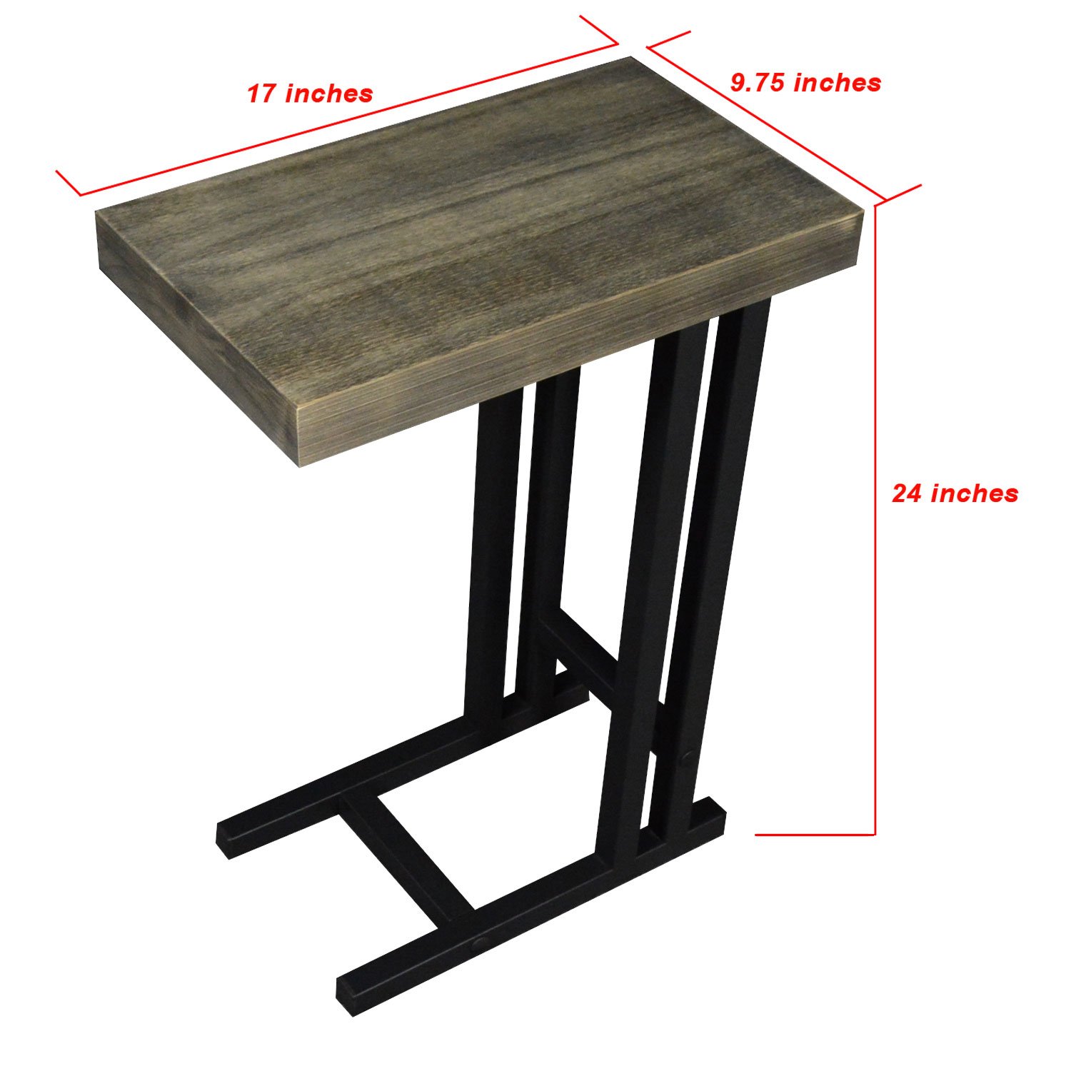 Alex C Table - Solid Wood Top with Black Welded Steel | End Table, Nightstand, Laptop Stand | Perfect for Living Room, Bedroom & Home Office Use