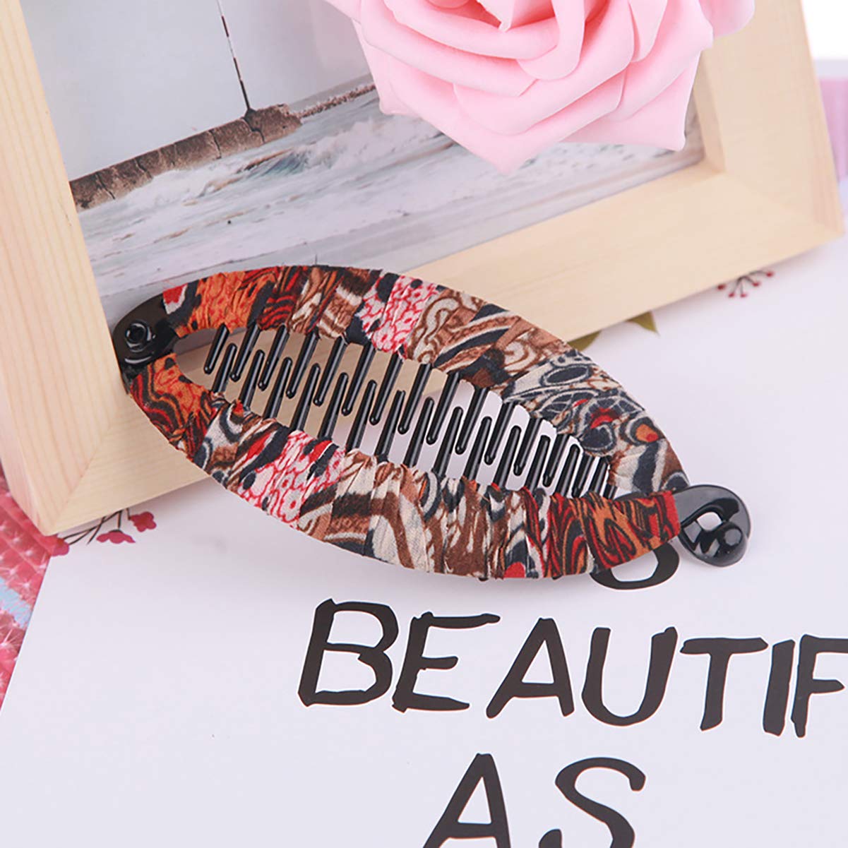 4 PCS Bohemian Style Fish-Shaped Hair Clips - Plastic Hair Grips with Wrapped Cloth for Women & Girls - Perfect for Beach, Parties, and Everyday Hair Styling