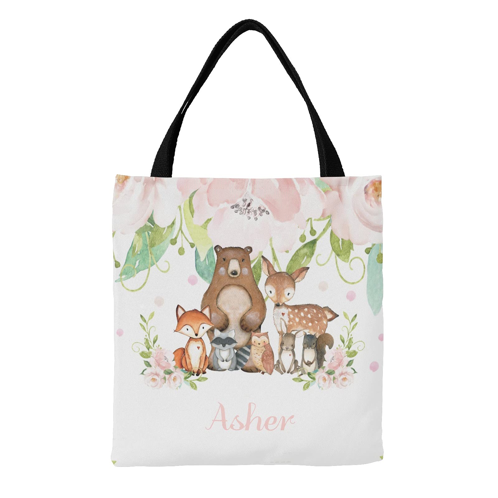 Personalized Pink Flower Fairy Silhouette Canvas Tote Bags - Eco-Friendly Reusable Shopping Bags for Women, Travel, School & Work - Perfect Gift for Friends & Family (Great for Groceries, Beach Trips & Daily Commute)