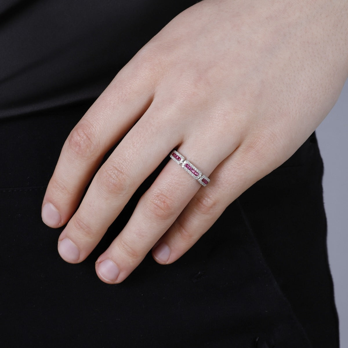 14K Rose Gold Ruby and Diamond Ring for Women - Elegant Jewelry Gift for Anniversary, Engagement, or Special Occasion