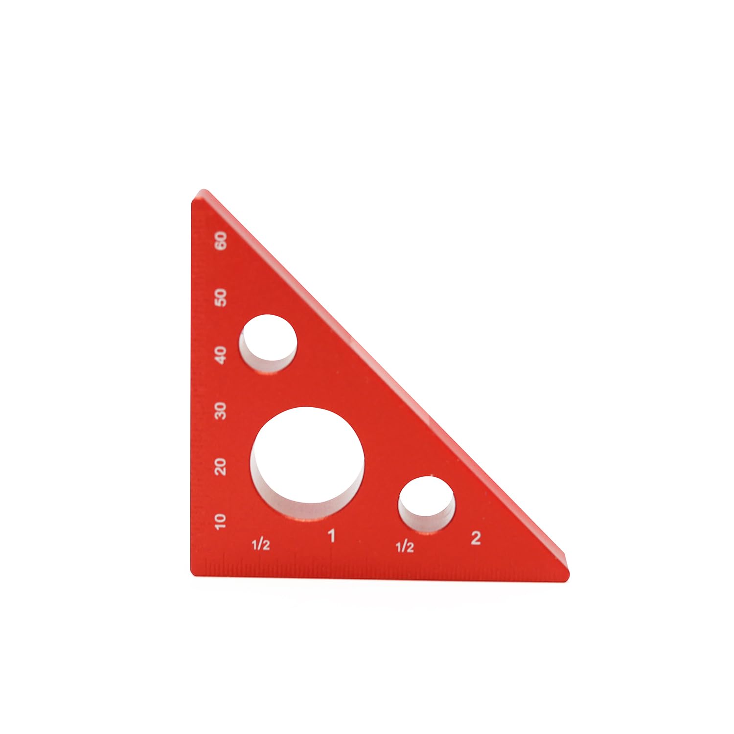 45 Degree Aluminum Alloy Triangle Ruler - 65mm Woodworking Measuring Tool for DIY Projects, Height Gauge (Red) - Perfect for Carpentry, Engineering, and Craft Measurements