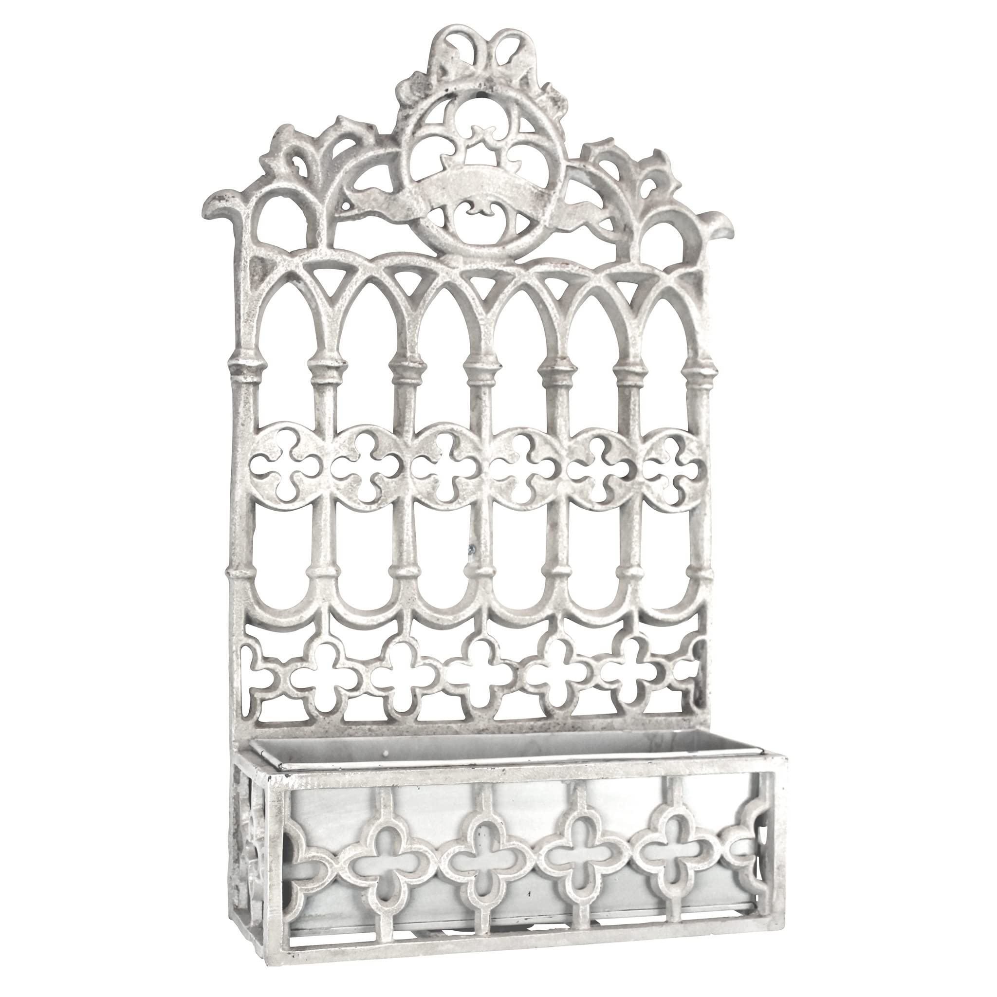 Design Toscano Cast Iron Gothic Revival Flower Box - Vintage Style Outdoor Garden Planter for Windowsills, Balconies & Patio Decor