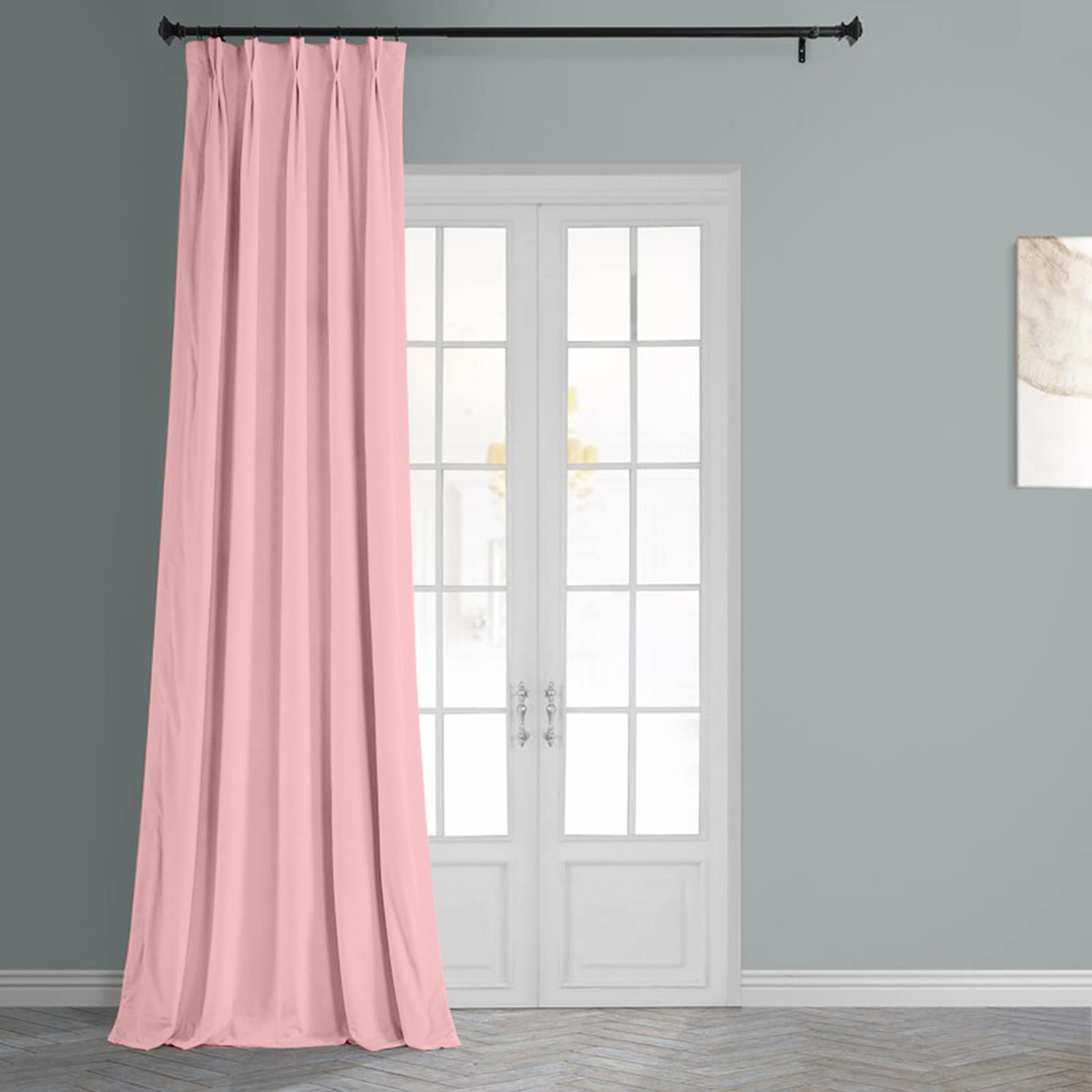 Blackout Curtains Thermal Insulated 100% Polyester - Magic Drapes Double Pinch Pleat Room Darkening Spill Proof Machine Washable Window Treatment Panels (1 Panel, 42x120 Inches, Baby Pink) for Bedroom, Nursery & Home Theater Light Blocking
