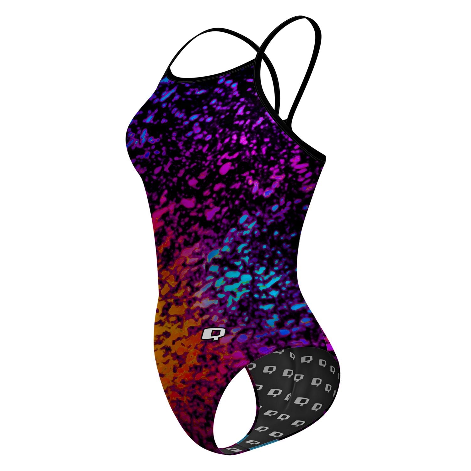 Retro Splash Skinny Strap Swimsuit - Vintage Inspired One Piece Bathing Suit for Women | Perfect for Pool Parties, Beach Vacations & Summer Getaways