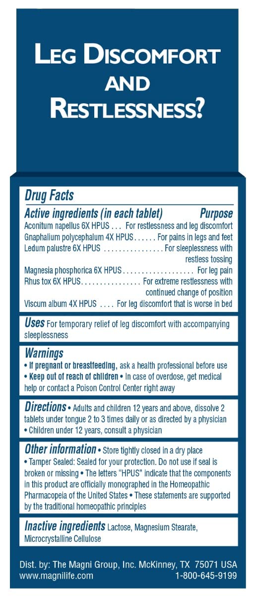 MagniLife Relaxing Legs - Natural Sleep Aid & Pain Relief Tablets | Calms Leg Jerks, Restlessness & Discomfort | 125 Fast-Dissolving Tablets for Better Sleep & Nighttime Comfort