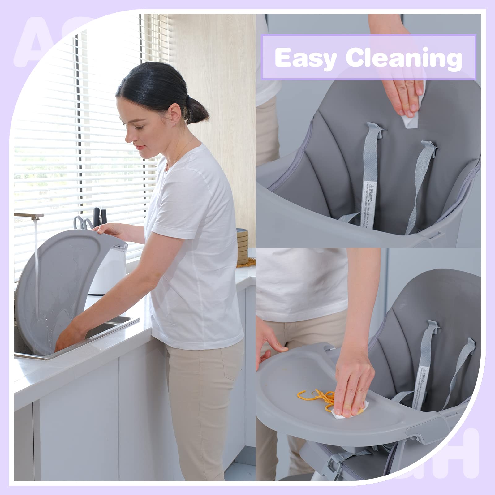 8-in-1 Convertible Baby High Chair with Removable Tray - Toddler Learning Table, Building Block Play Table & Kids Stool Set (Grey) - Perfect for Mealtime, Playtime & Early Childhood Development