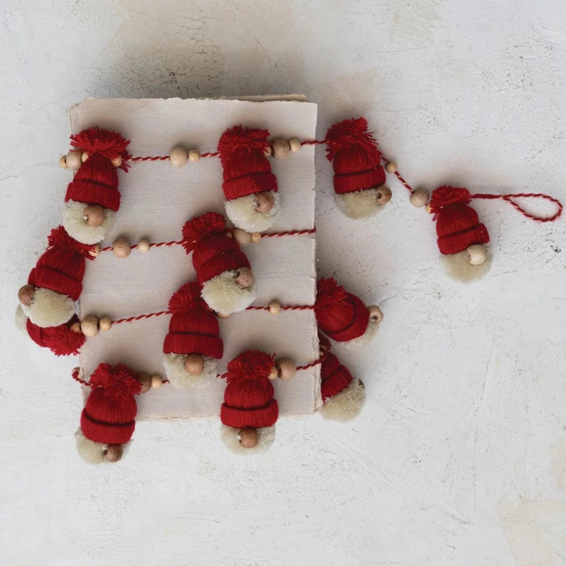 Whimsical Gnome Head with Hat Garland - Perfect for Christmas Tree Decor, Holiday Party, and Festive Home Decoration