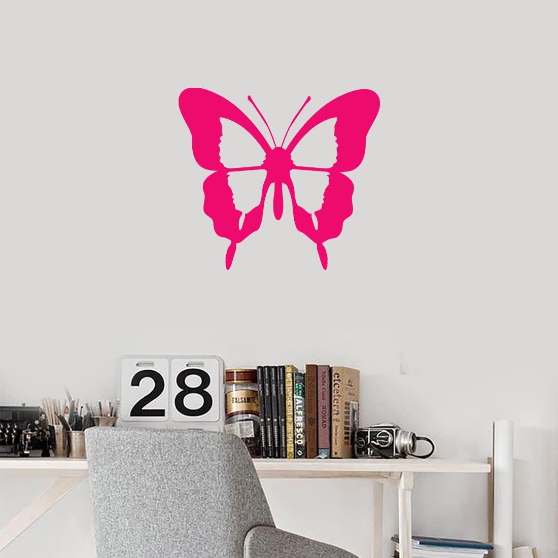Premium Waterproof Vinyl Decal Stickers - Butterfly Animal Design (Pink, Set of 2) for Laptop, Phone, Helmet, Car Window, Bumper, Mug, Cup, Door & Wall Decoration - Perfect for DIY Crafts, Home Decor & Personalizing Your Belongings
